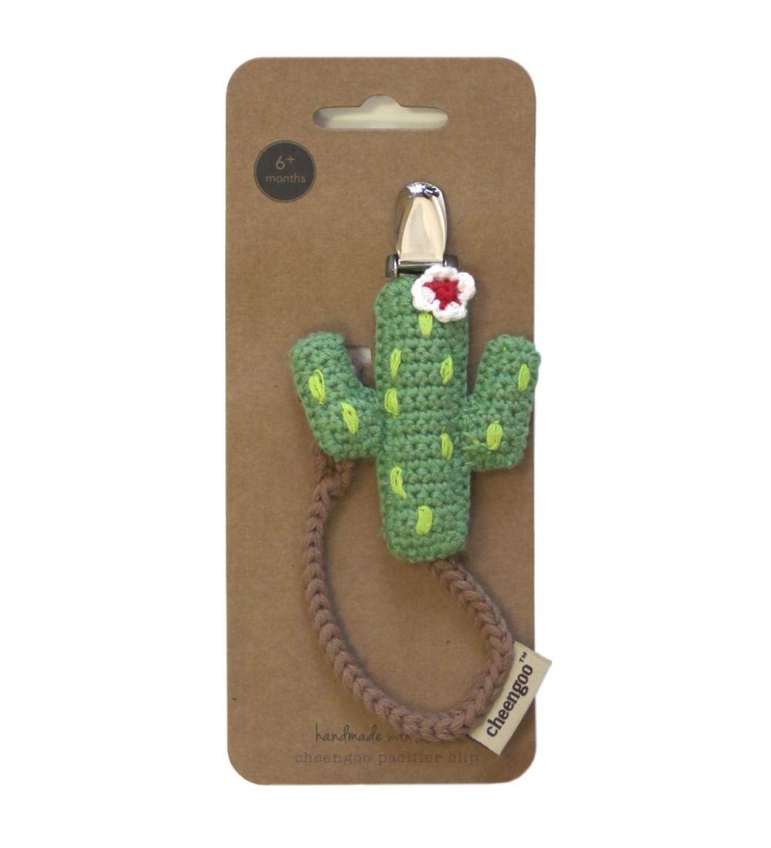 Cheengoo Hand Crocheted Pacifier Clip - Cactus