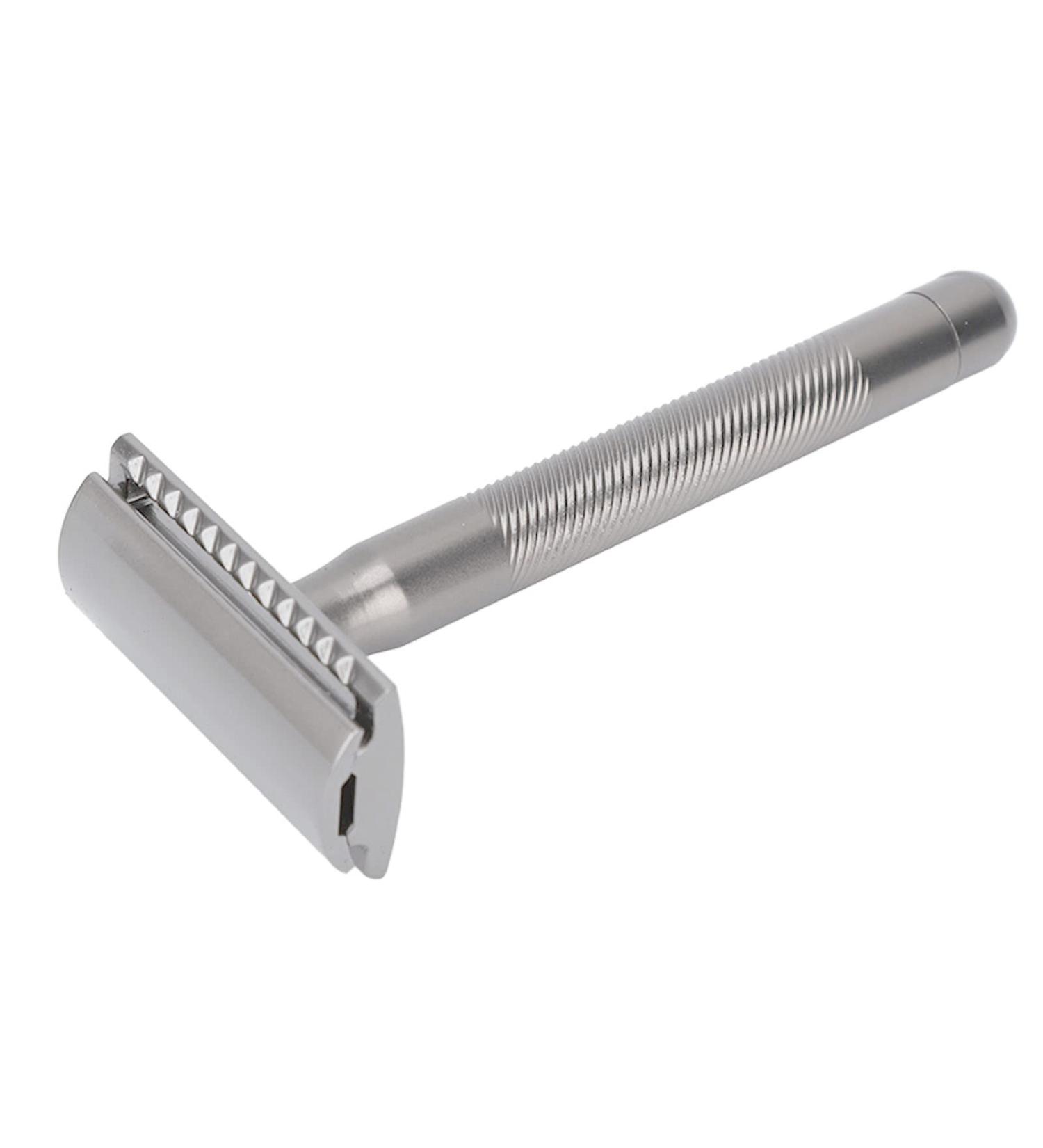 Portable Men's Safety Razor - Zinc Alloy Double Edge Razor with Brass Handle | Ideal Gift for Men (Silver) - Buy Online on GoSupps.com