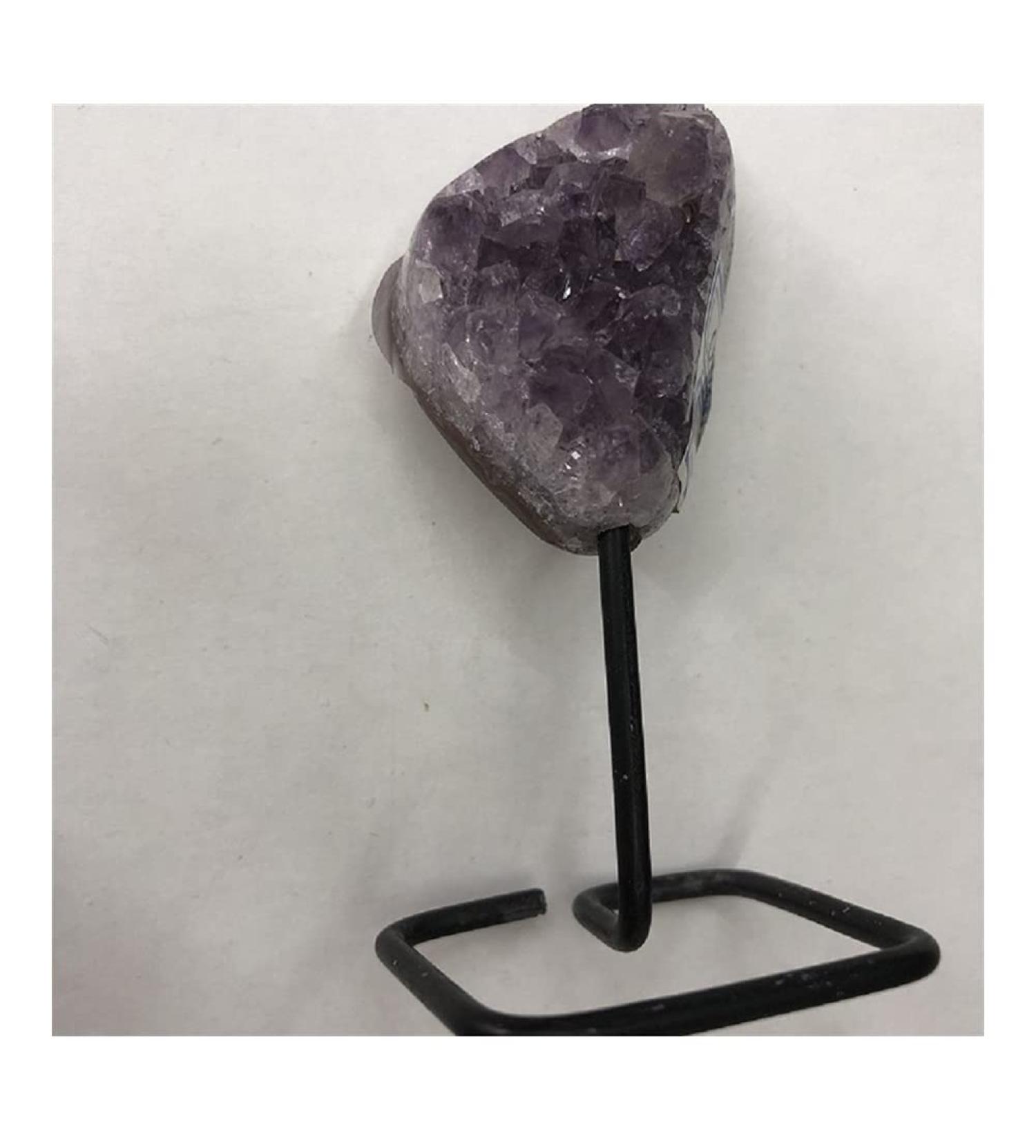 Natural Crystal Stone Small Iron Stand Amethyst Cluster Gem Crafts Modern Minimalist Specimen Feng Shui Home Decoration Gift Beautiful Crystal Cluster (Color : Amethyst 1) - Buy Online on GoSupps.com