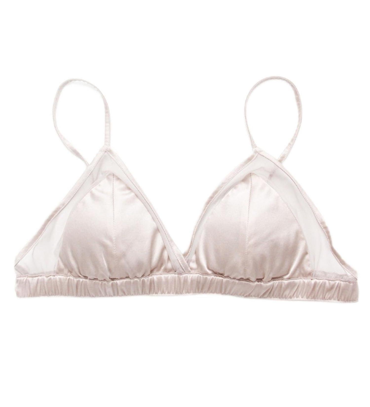 XWSM Ladies Satin Triangle Bralette Tops - Soft Mulberry Underwear with Removable Cushion - L/XL Pink - Buy Online on GoSupps.com