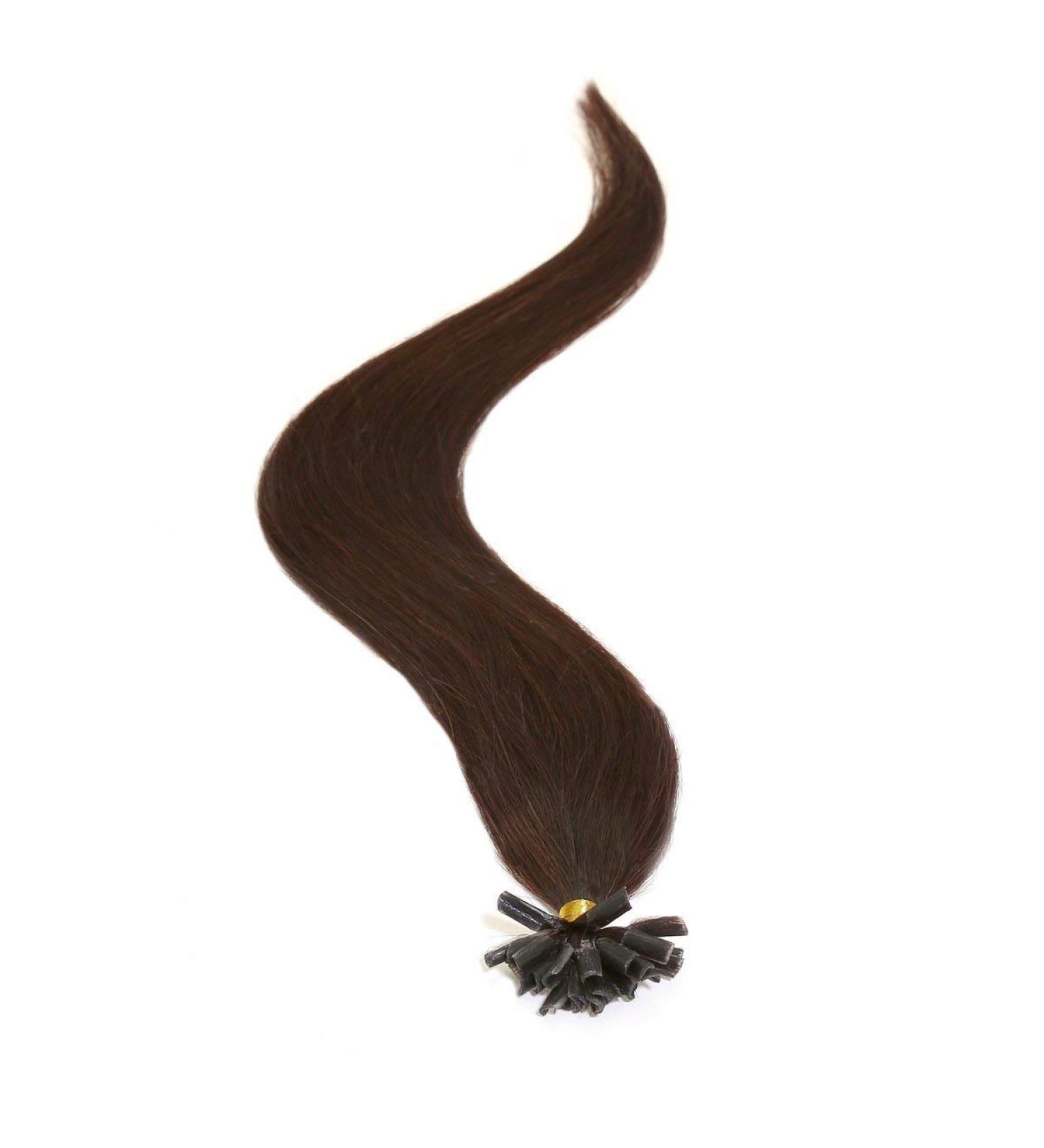 Keratin Pre Bonded Nail U Tip Human Hair Extensions 18" Barely Black (1B)