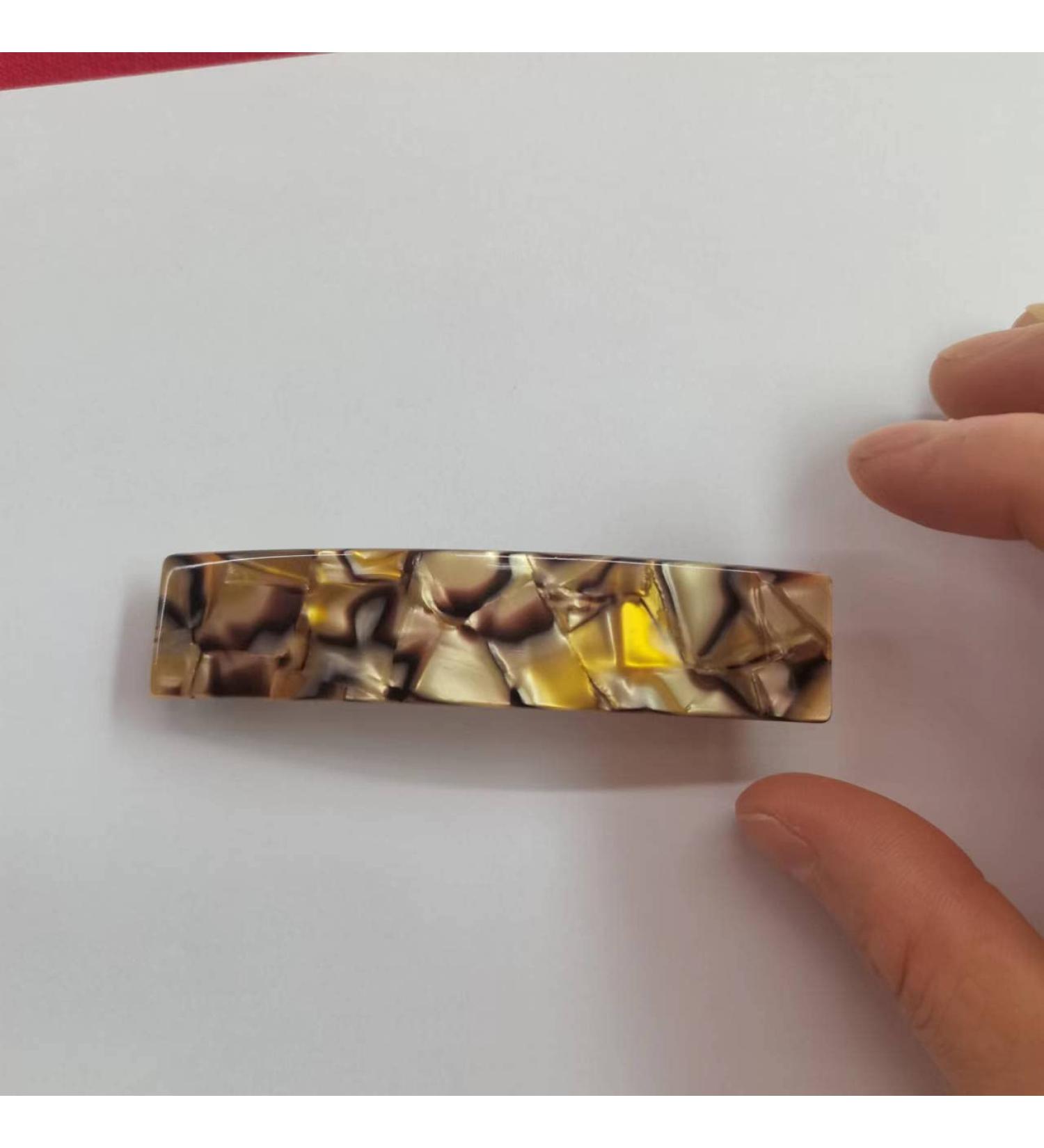 CARAVAN Hand Made Barrette Onyx Color 3.5" Of Celluloid Acetate Material