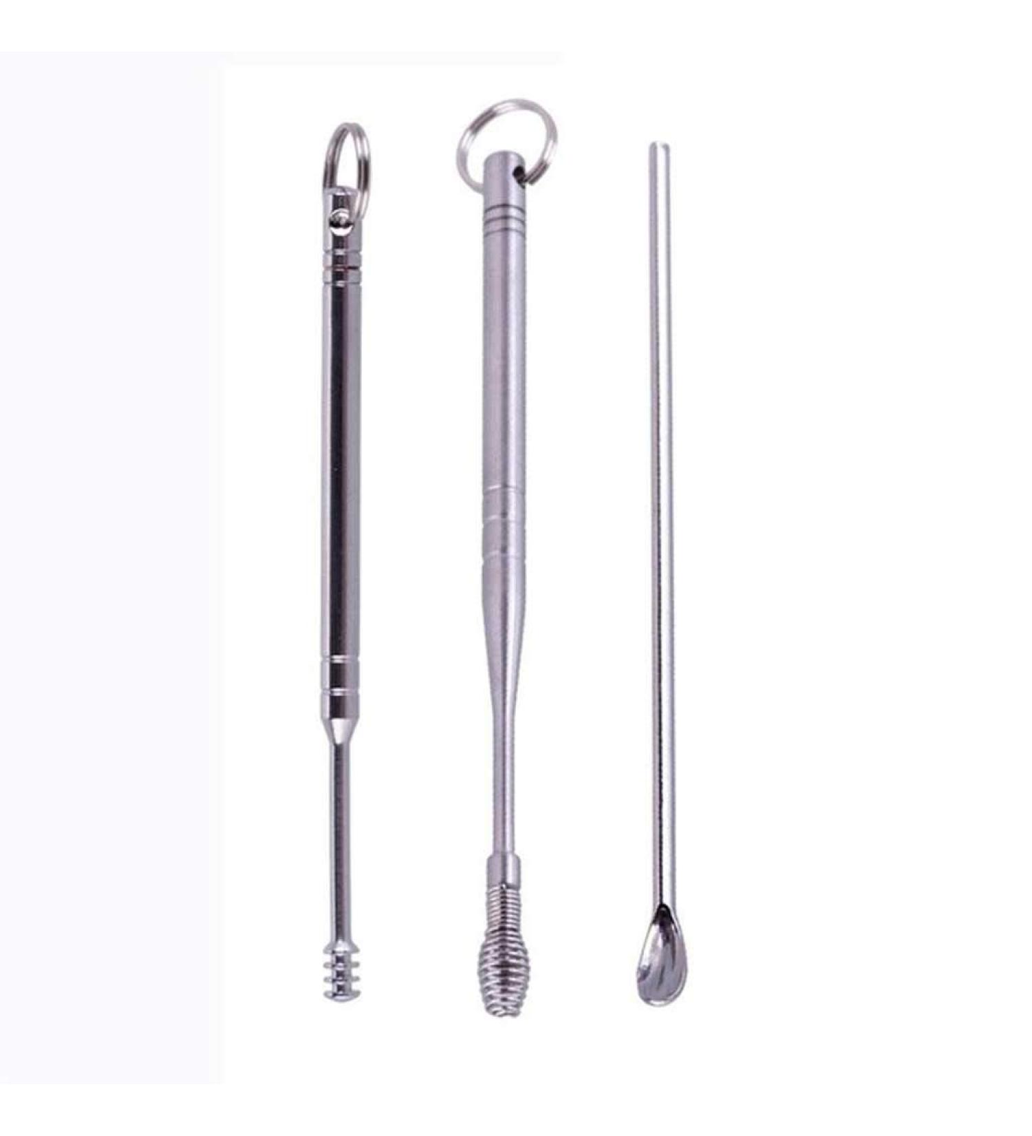 3pcs Stainless Steel Ear Pick Wax Remover Cleaner Set with Key Chain - Earwax Clean Tool - Buy Online on GoSupps.com