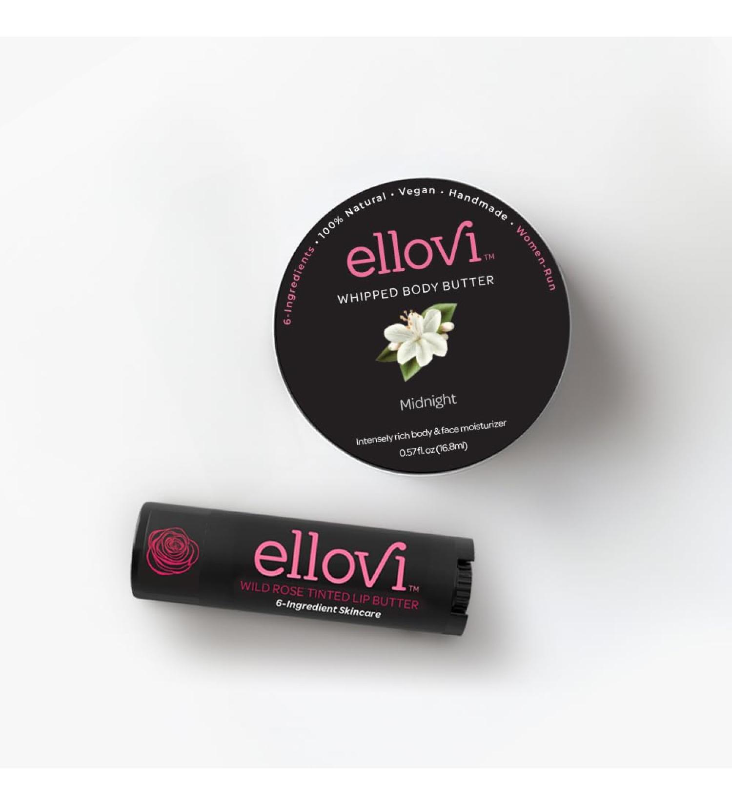 Ellovi Wild Nights Bundle | (2) Wild Rose Tinted Lip Butters & Serenade Body Butter | All-Natural, Vegan Skincare for Radiant Lips & Velvety Soft Skin | 6 Pure Ingredients - Buy Online on GoSupps.com