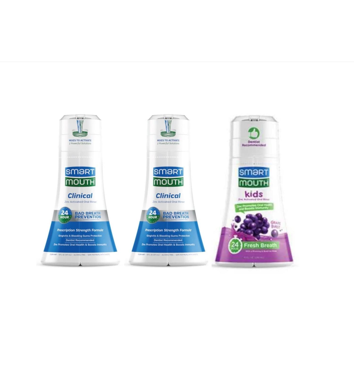 SmartMouth Clinical DDS Activated Mouthwash Bundle - Clean Mint & Kids Grape Burst Oral Rinse Duo - Buy Online on GoSupps.com
