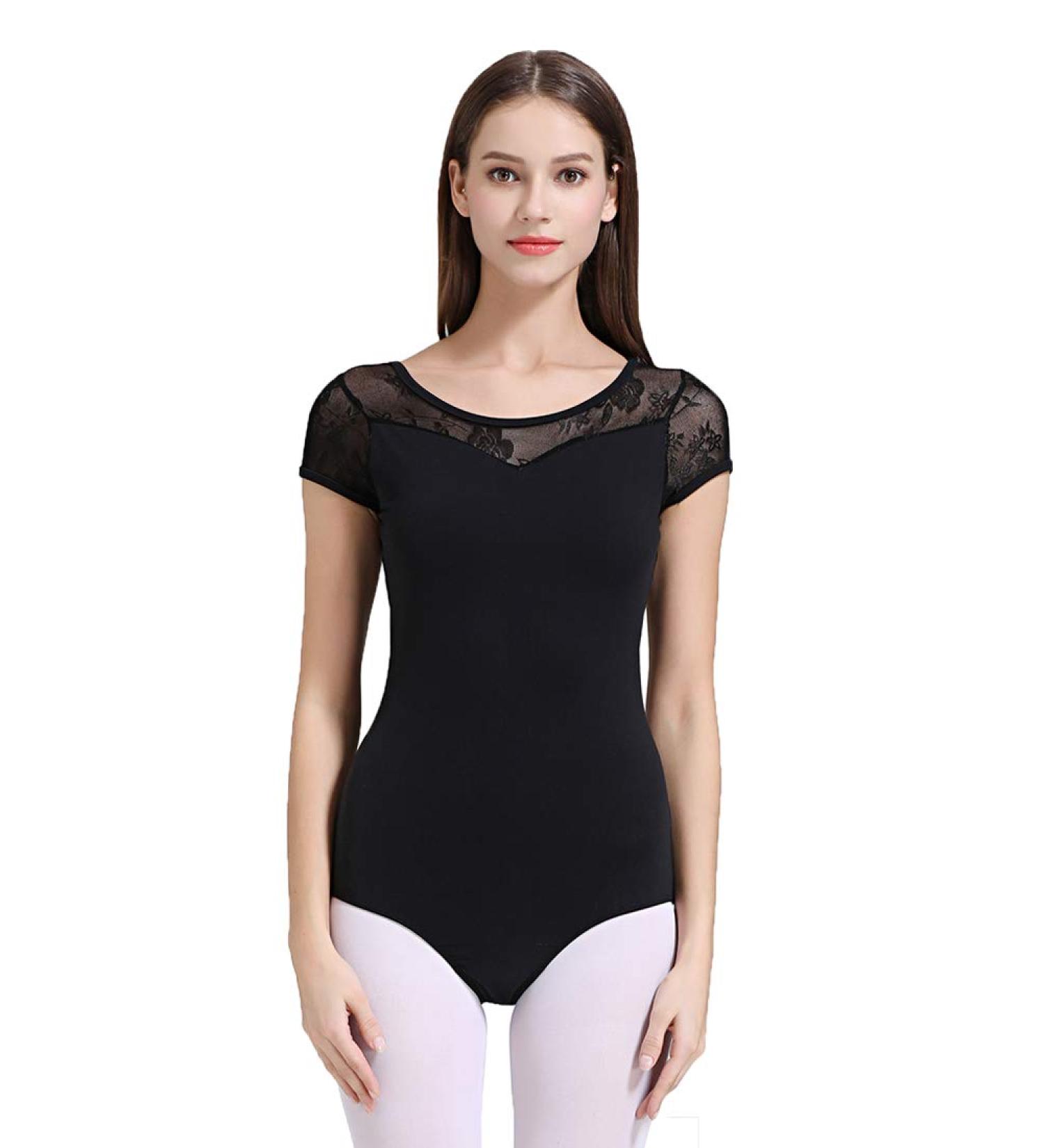 ModLatBal Short Sleeve Black Lace Leotard for Women & Girls - Medium - Buy Online on GoSupps.com