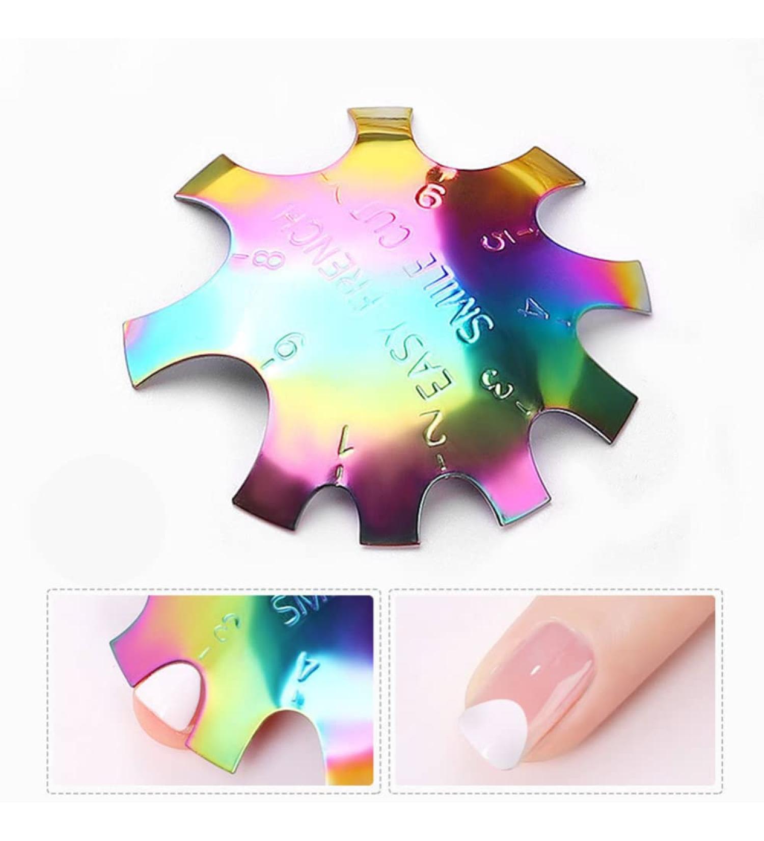 WPOND Nail Art Edge Trimmer Template - Stainless Steel Colorful French Style DIY Manicure Tool for Stunning Nail Designs - Buy Online on GoSupps.com