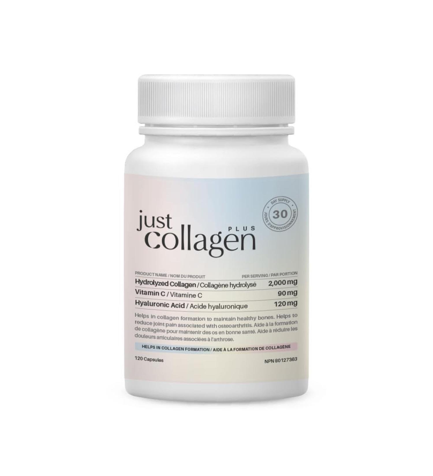 Just Collagen Hydrolyzed Collagen with Hyaluronic Acid and Vitamin C - 120 Capsules - Hydrolyzed Marine Collagen Peptide - Helps in Collagen Formation - Collagen Supplement - Buy Online on GoSupps.com