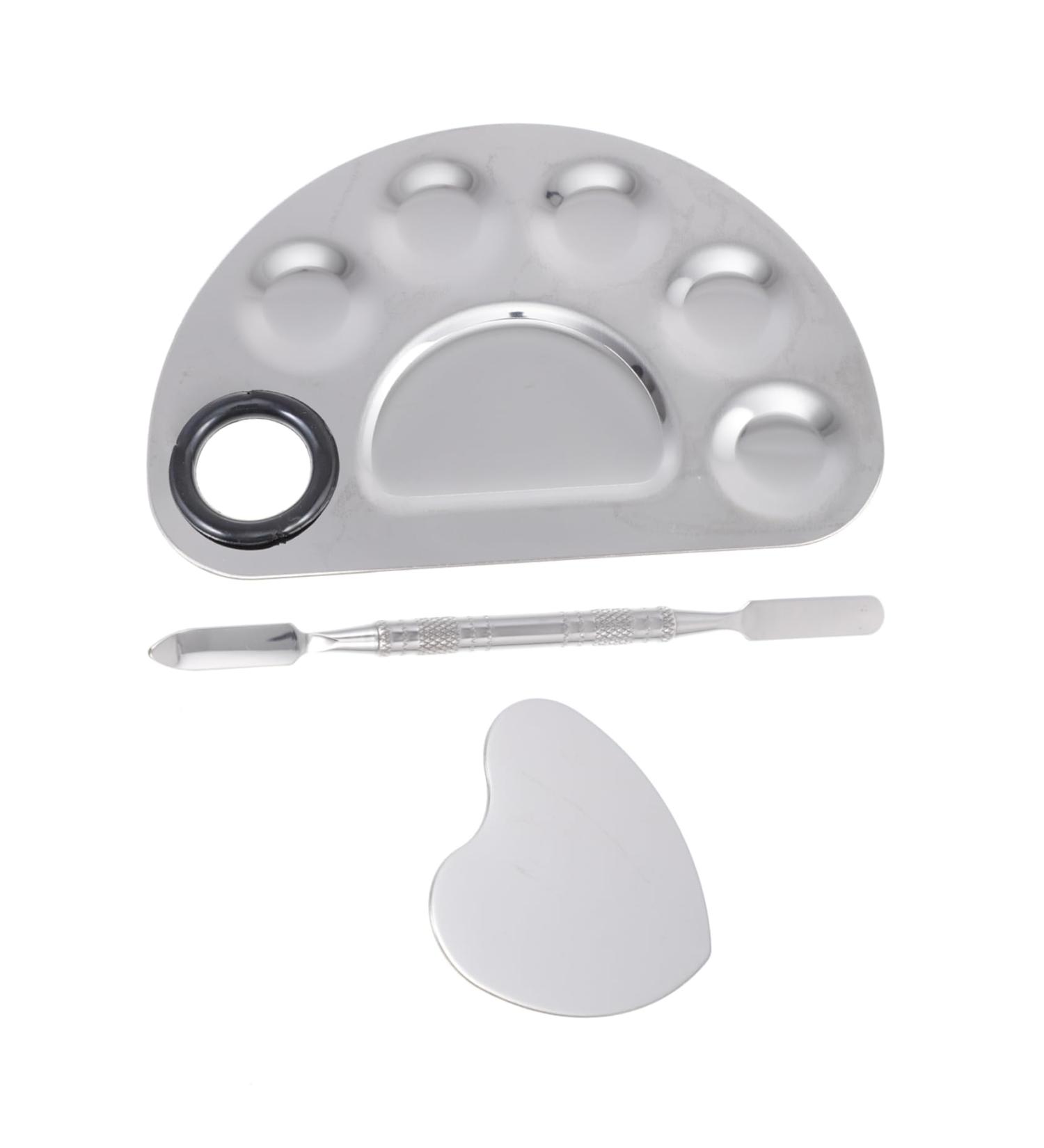 Beaupretty 1 Set Palette Nail Tools Nail Polish Makeup Set Non- Stick Paint Palettes Nail Art Display Board Makeup Spatula and Stainless Steel Silver Manicure Color Mixing Trays Mix 12.5X9.5X1.5CM Silver - Buy Online on GoSupps.com