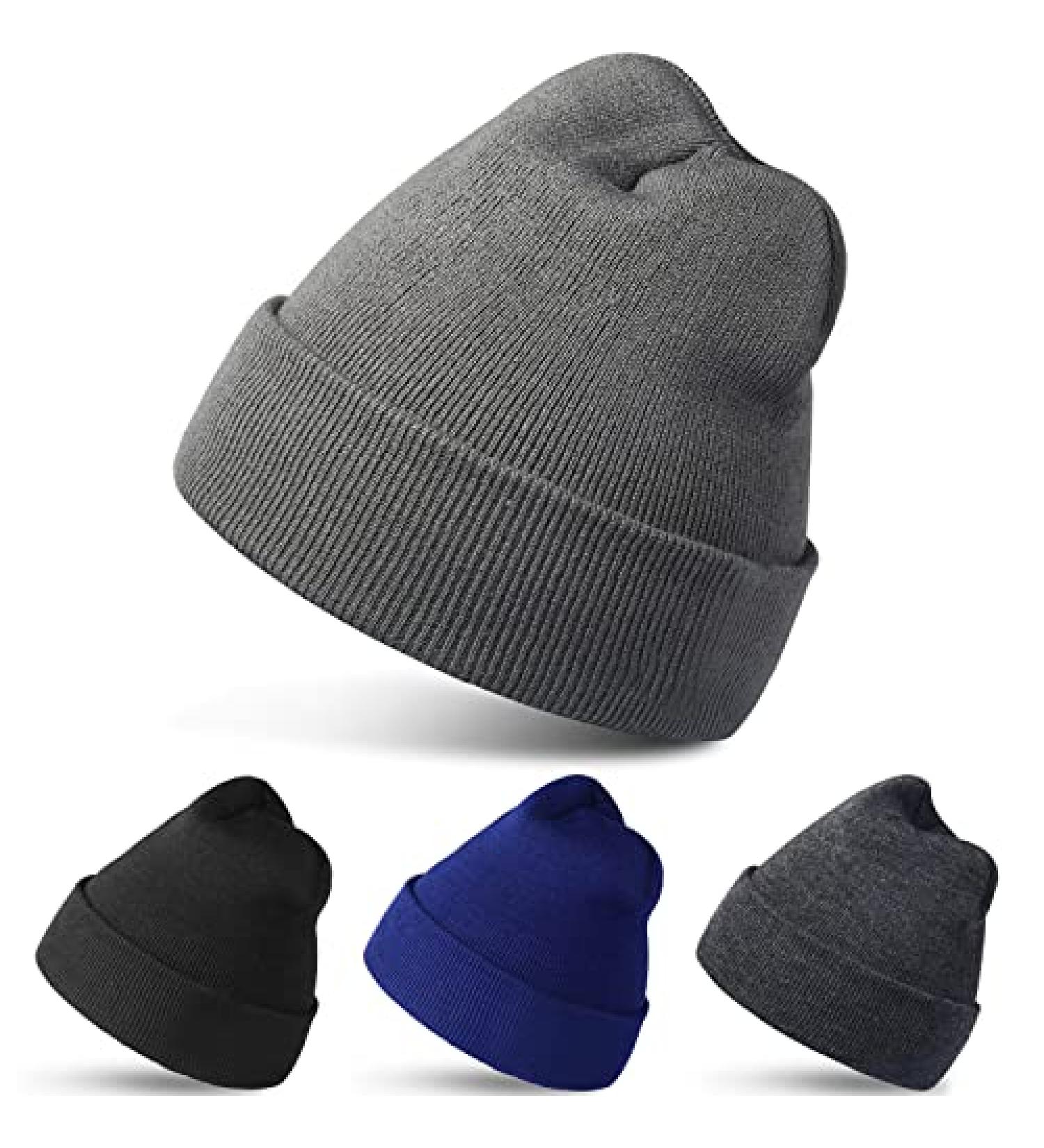 RUN BRAIN GO Beanie Winter Hats - Men & Women (4 Pack/2 Pack) - Black, Gray, Navy Blue, Dark Gray - Buy Online on GoSupps.com