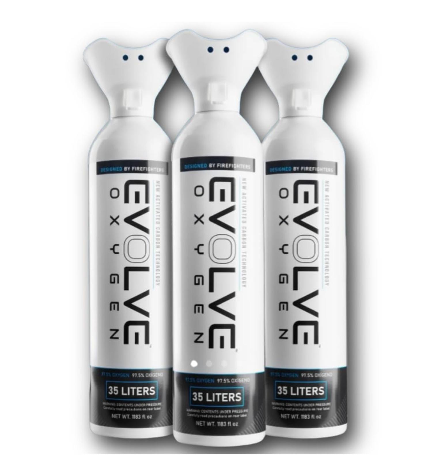 Value Size Evolve 35 Liter Pure Oxygen Canister with Breathing Mask | Portable Oxygen Can | Ideal for Home Use and Outdoor Activities | Designed by Firefighters | Pack of 3|Quick Ship - Buy Online on GoSupps.com