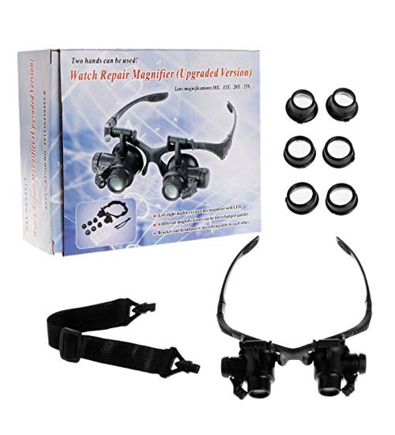 Magnifying Headband Repair Magnifier with LED Light Dual Eye Jewelry Magnifying Glasses 10X 15X 20X 25X Jan-23 Made in China - Buy Online on GoSupps.com
