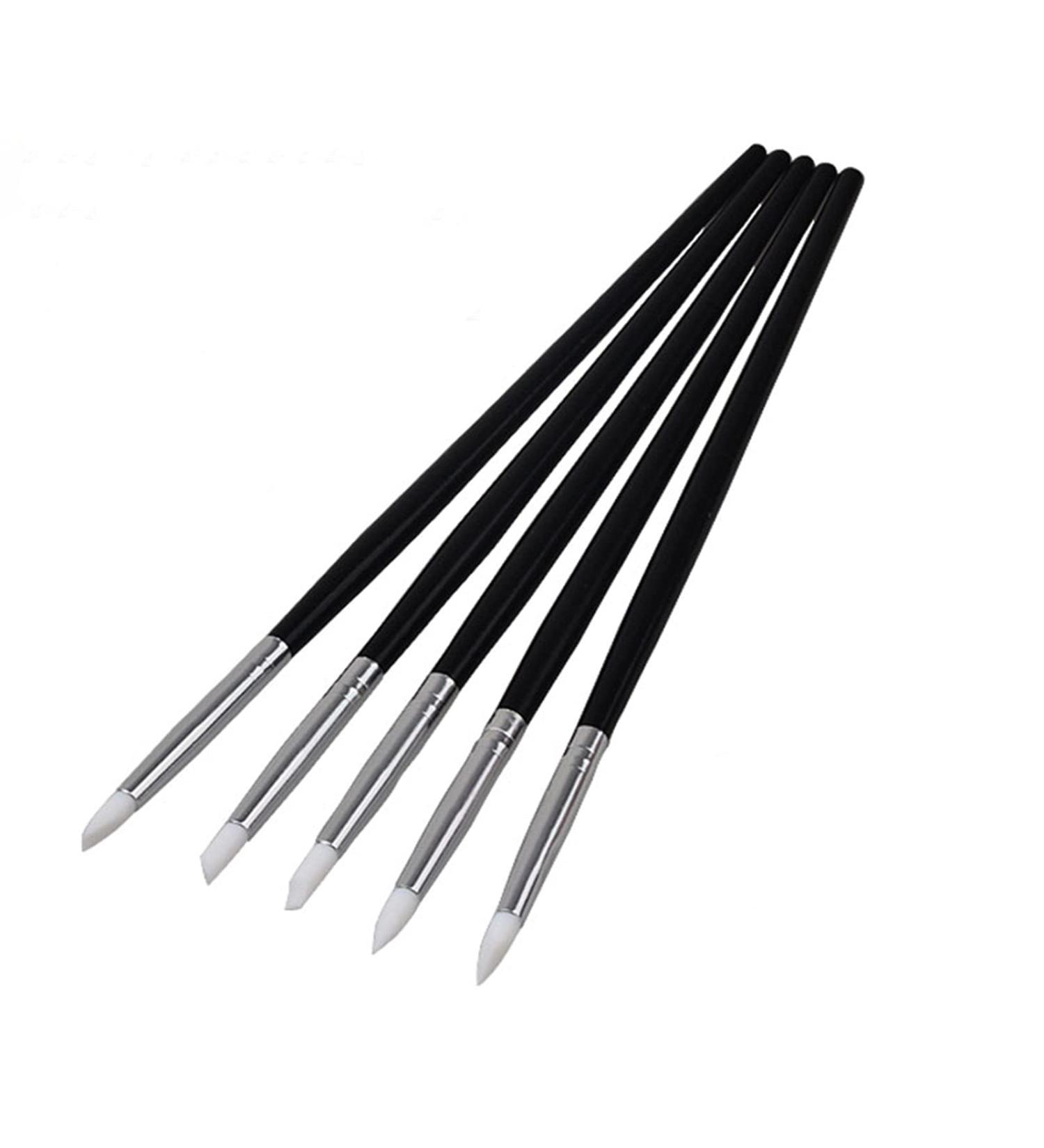 YUNYUN 5 Sticks Black Stick Nail Art Slicone Pen Nail Tool Hollow Engraving Embossing Pen Nail Glue Tip Pen - Buy Online on GoSupps.com