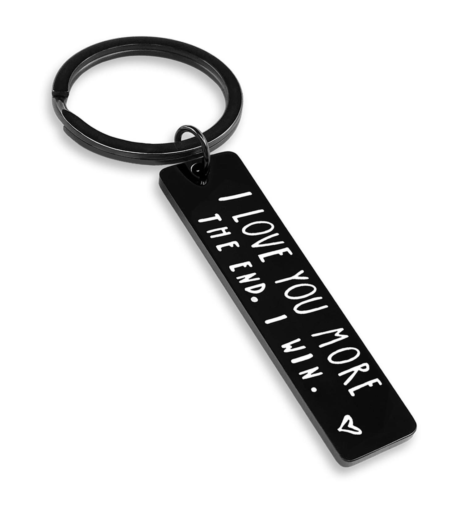 Personalized 'I Love You More' Key Supporter Perfect Gift for Friends Boyfriends Girlfriends Husbands Wives | Ideal for Christmas & Valentine's Day | Black Medium - Buy Online on GoSupps.com