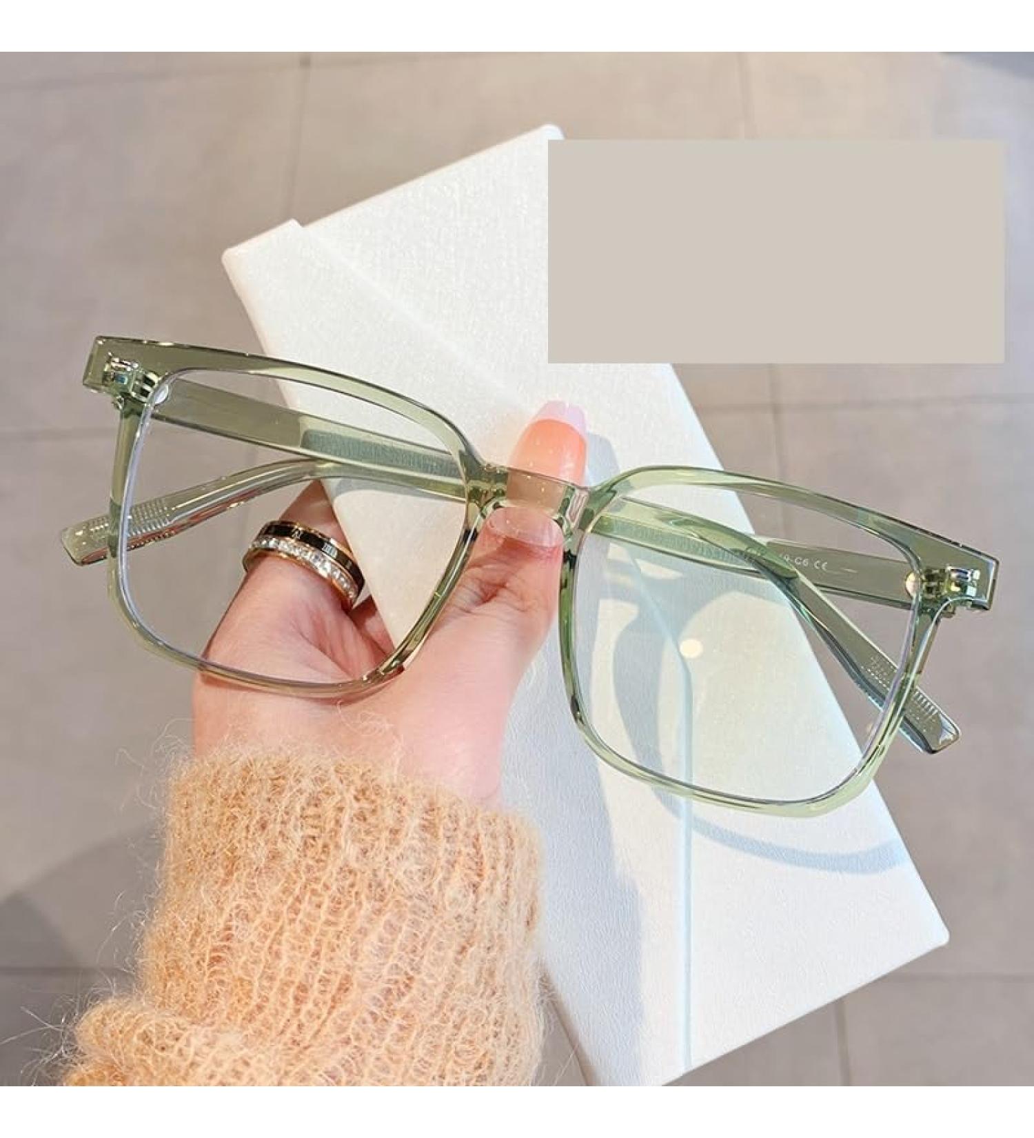 Shop Parwana Oversized Square Reading Glasses - Anti-Blue Light Clear View Green +0.00 Size | Robust Computer Glasses for Comfort - Buy Online on GoSupps.com