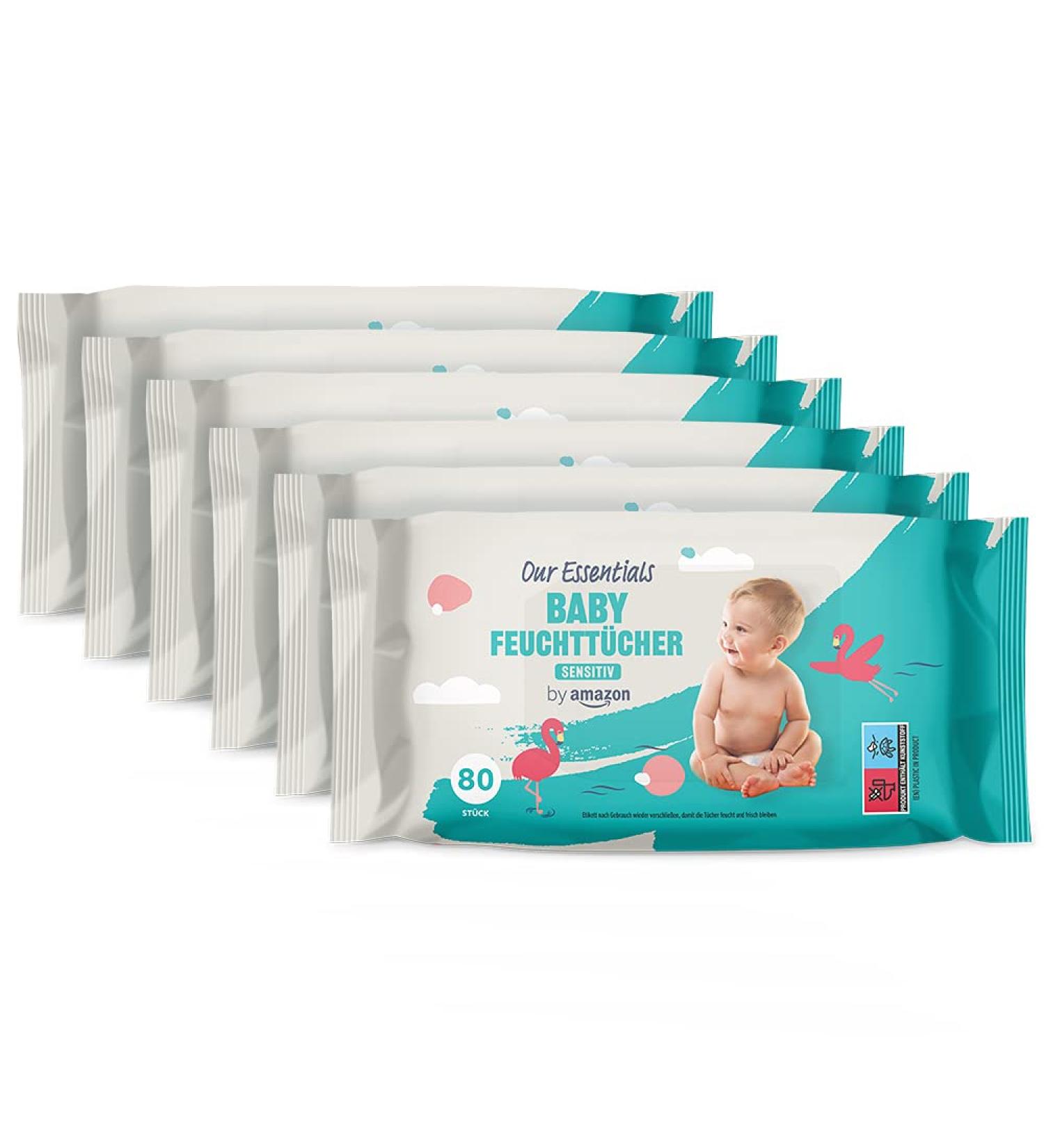 Buy Amazon Baby Wipes Sensitive Unscented - 480 Count (6 Packs of 80) | Bulk Baby Care Supplies International Shipping - Buy Online on GoSupps.com