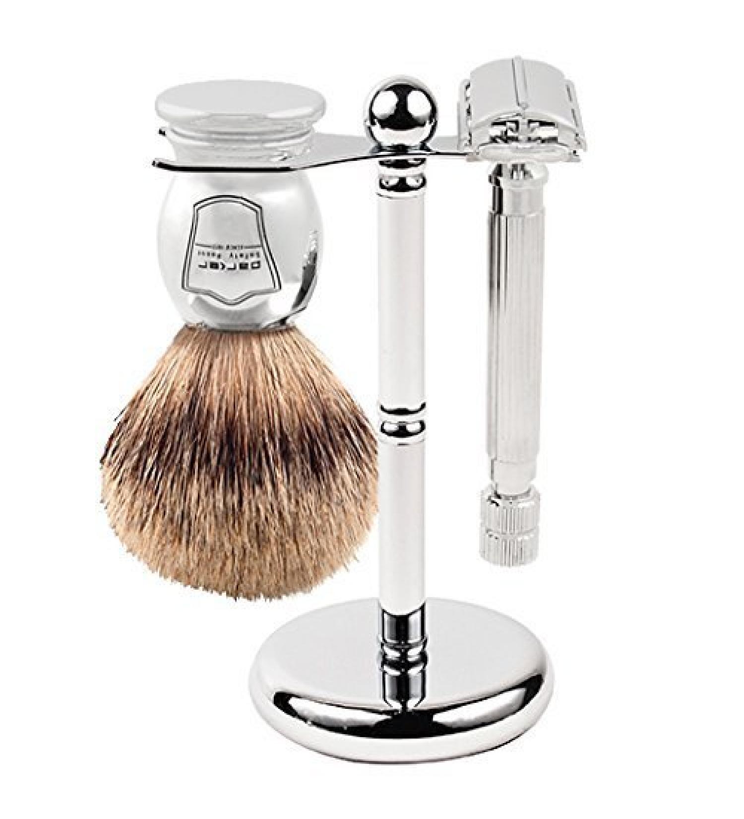 Buy Parker Razor Plane 82R Set - Pure Badger Brush Chrome Stand & 5 Platinum Blades - International Shipping Available - Buy Online on GoSupps.com