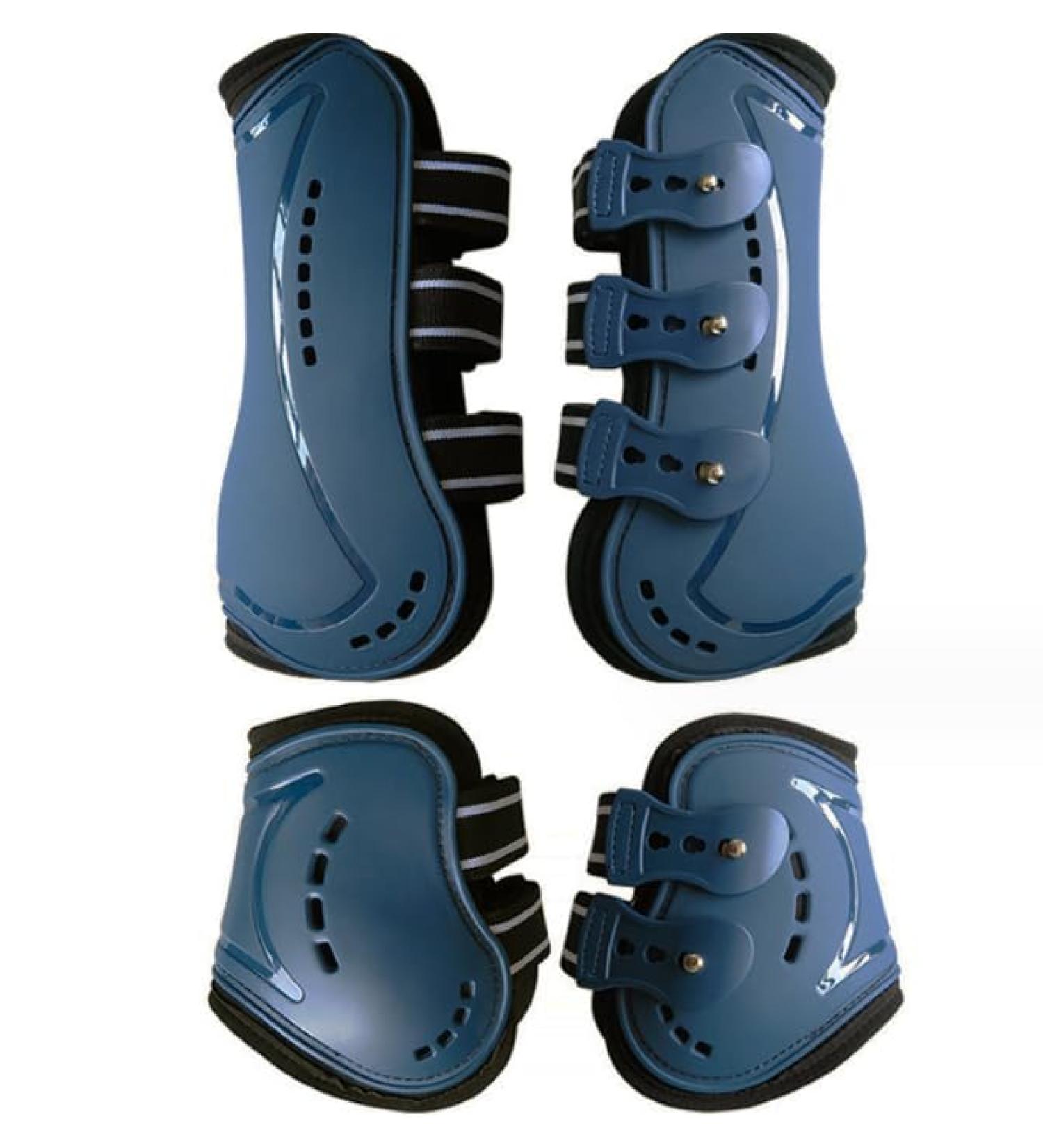 Free Gaiters & String Caps - 4-Set Gaaten Horse Impact Protection Boots for Jumping Riding & Dressage - Neoprene Tendon Guards in Size L Blue - Buy Online on GoSupps.com