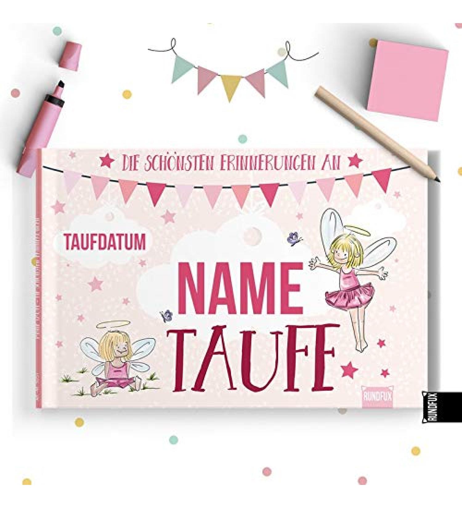 Rundfux Personalized Pink Baptismal Album with Angels & Elves for Girls | Unique Keepsake with Custom Name & Date - Buy Online on GoSupps.com