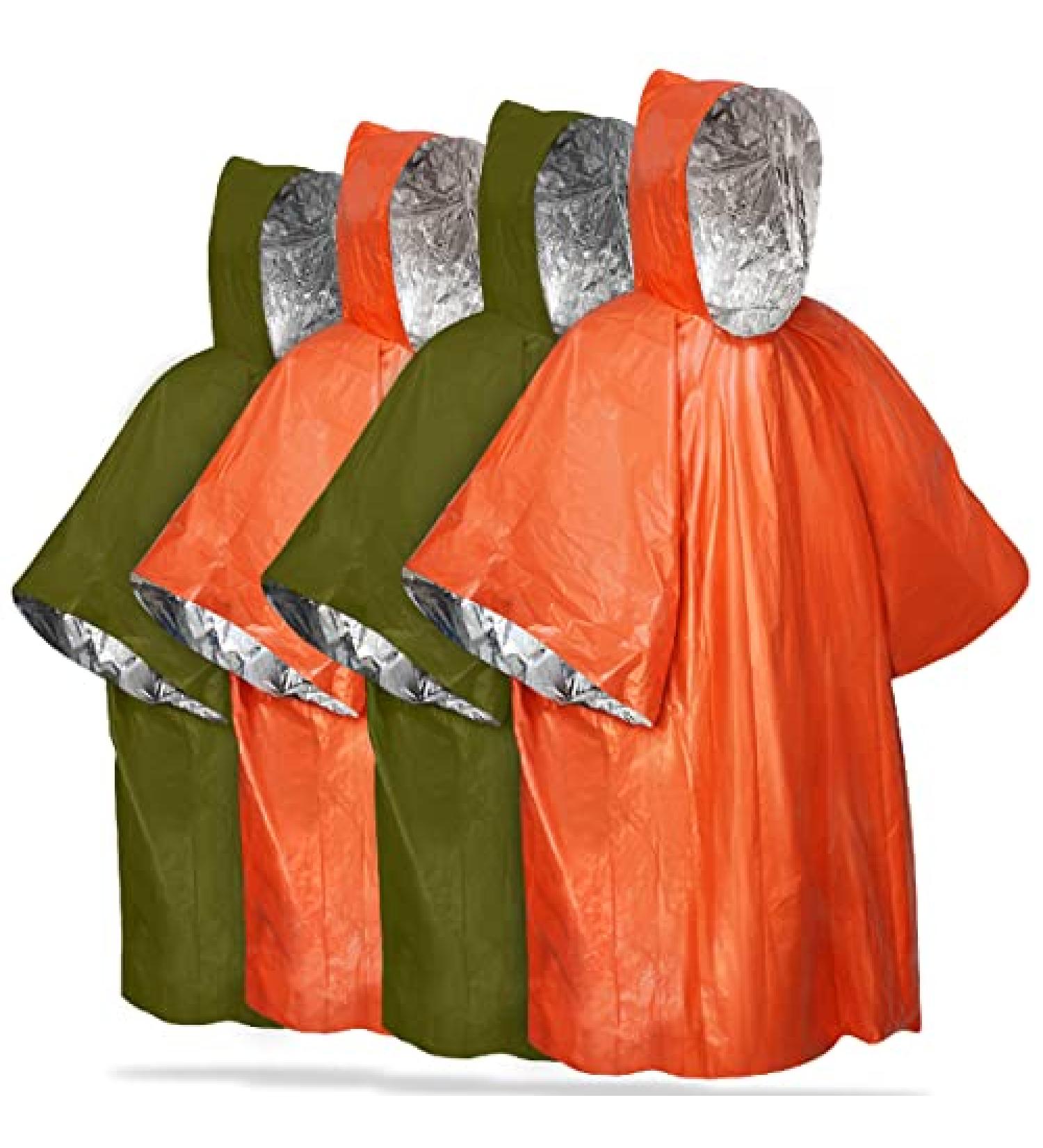 FosPower Emergency Waterproof Rain Poncho (4 Pack) Reusable Thermal Blanket Lightweight Weather Resistant Raincoat with Hood for Camping Accessories  Outdoors  Emergency Kit Supplies  Essential - Buy Online on GoSupps.com