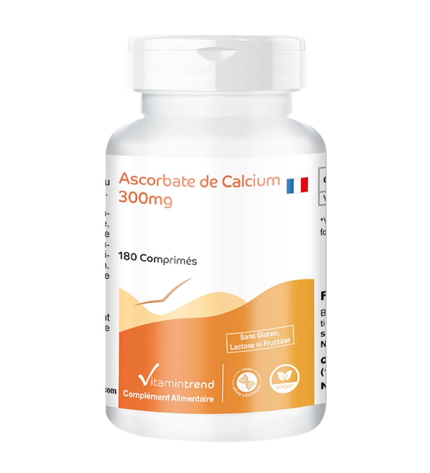 Ascorbate de Calcium 180 comprim s ! POUR 6 MOIS ! Vitamine C 300mg tamponn e V gan Flacon avantageux | Vitamintrend  - Buy Online on GoSupps.com