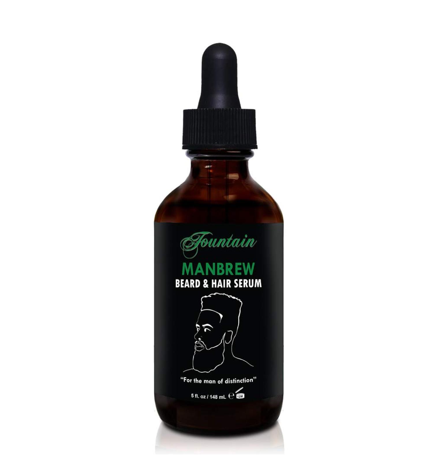 Fountain Manbrew Beard & Mustache Grooming Serum with Premium Hemp Oil - 5oz | Natural Boar Brush & Satin Durag | International Shipping Available - Buy Online on GoSupps.com