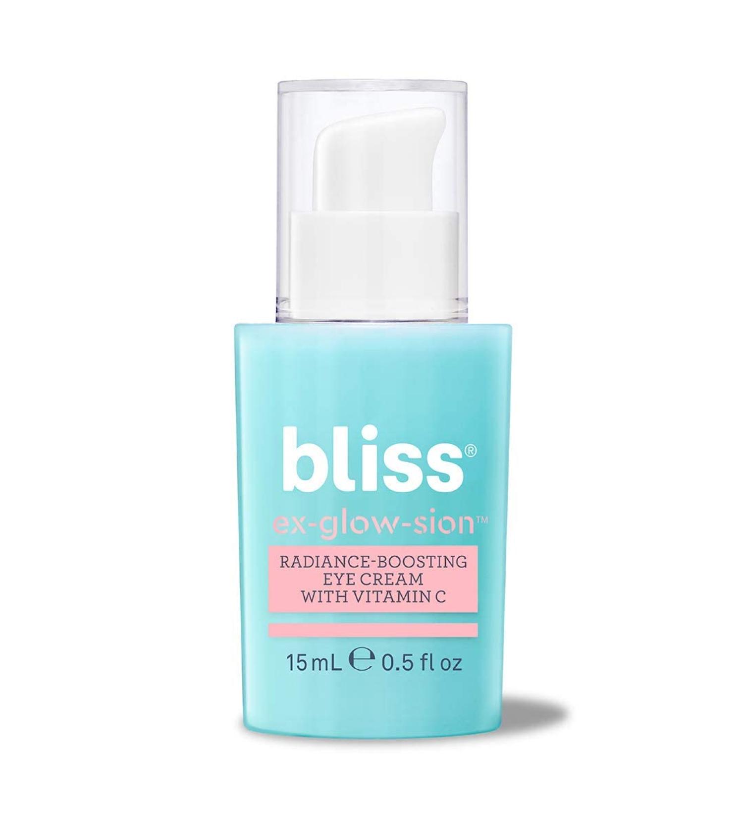 Bliss Ex-Glow-Sion Eye Cream with Vitamin C - Moisturizing, Facial-Brightening Formula | Vegan & Cruelty-Free | Paraben-Free | 0.5 fl. oz - Buy Online on GoSupps.com