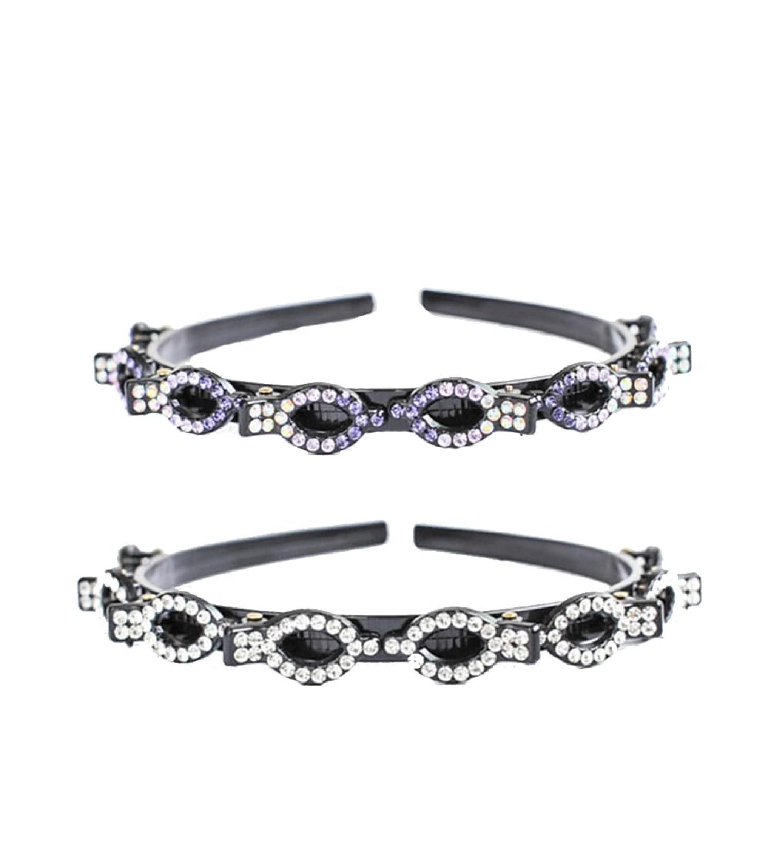 2PC Hair Band with Twist Clip - Stylish Headband & Hair Accessories for Girls | Purple & White - Perfect for Easy Hairstyles - Buy Online on GoSupps.com
