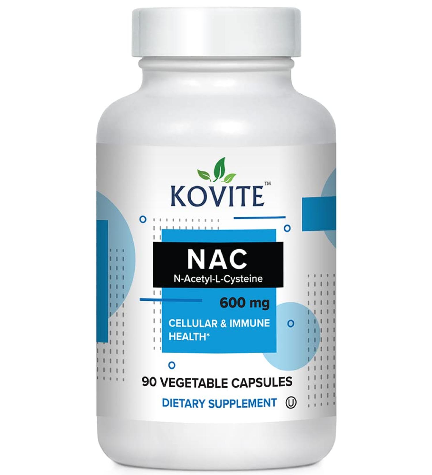 Kovite NAC 600mg - 90 Veg Capsules | N-Acetyl-L-Cysteine Supplement - Buy Online on GoSupps.com