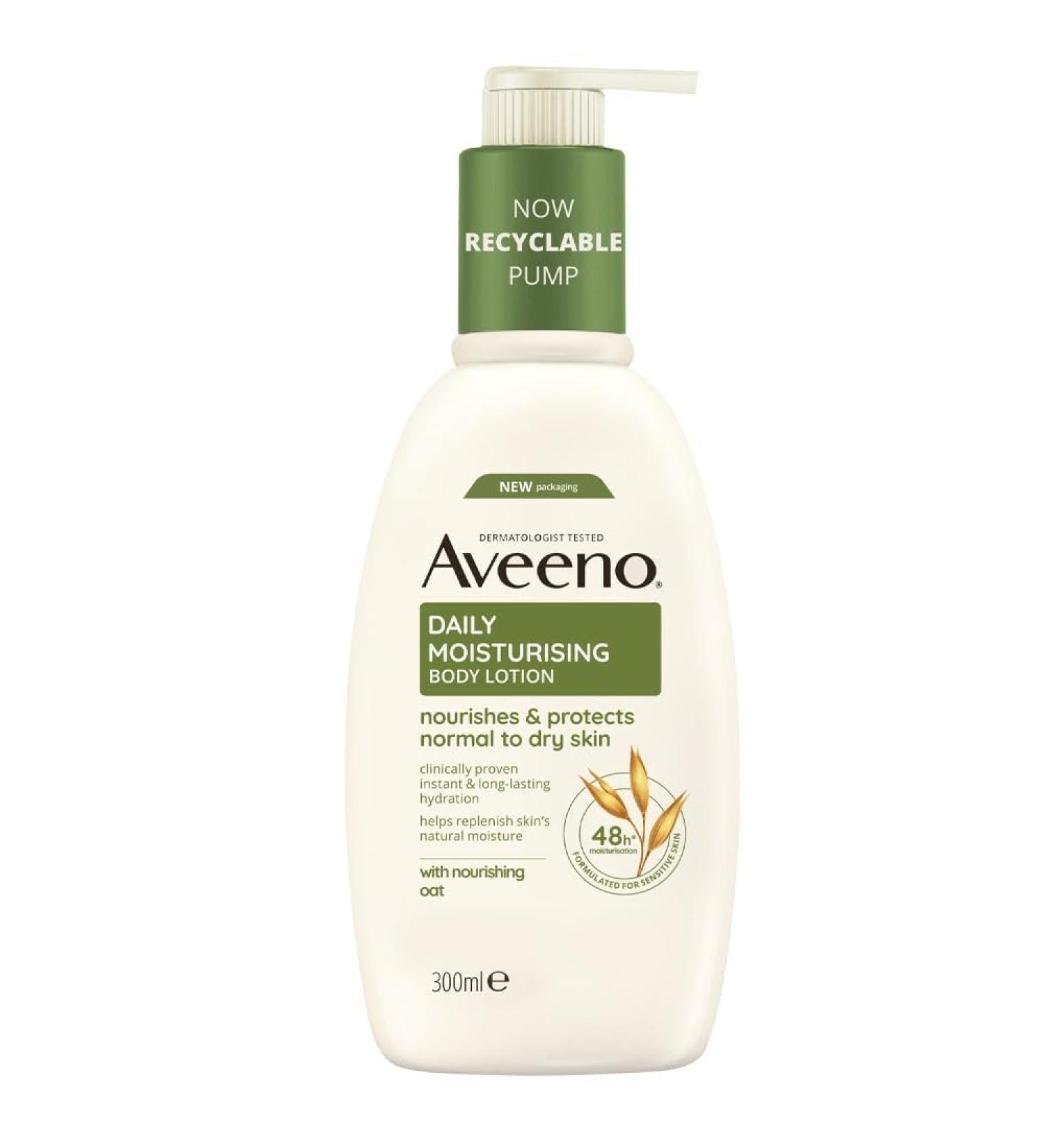 Aveeno Daily Moisturising Body Lotion 300ml - Soothing Oats, Rich Emollients, Fragrance-Free | Sensitive Skin Care - Buy Online on GoSupps.com