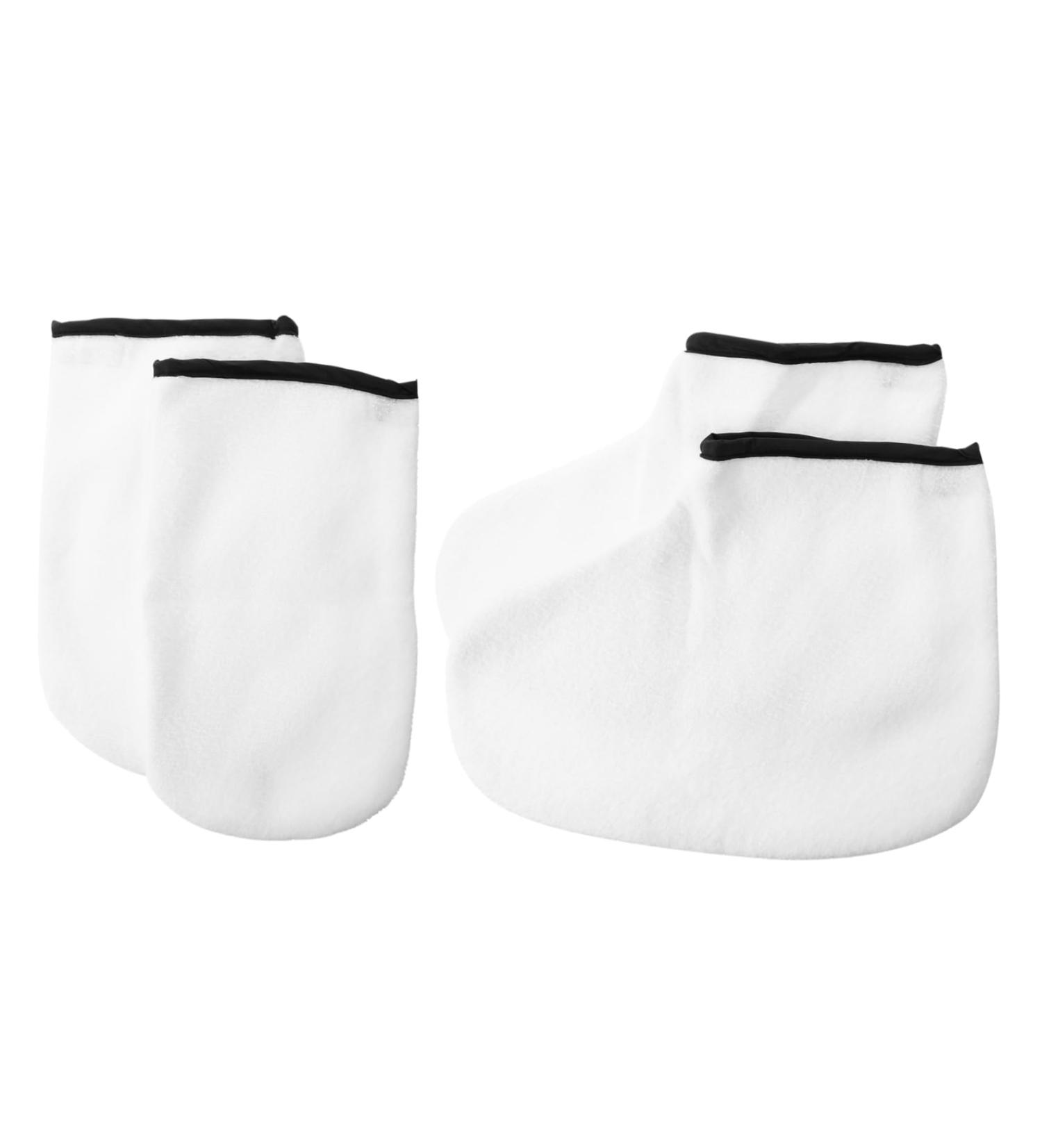 Healeved 2 Pairs Hand and Foot Mask Gloves and Booties Paraffin Socks Covers Paraffin Socks for Feet Exfoliating Shower Mitts Boot Glove Knitted Fabric Hyperthermia White Facial Mask - Buy Online on GoSupps.com