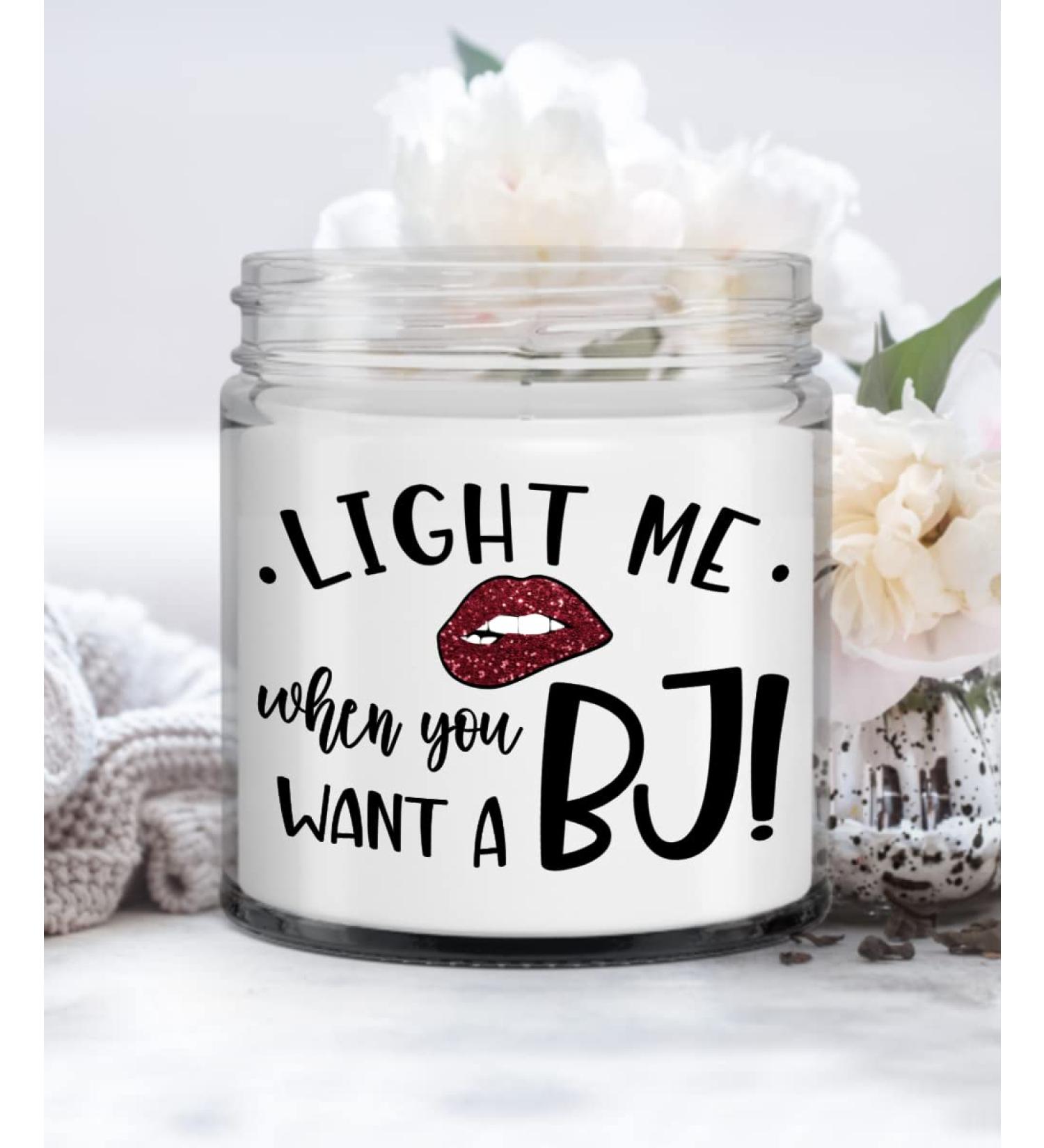 BJ Candle for Him - Funny Anniversary & Valentine's Gift for Husband Boyfriend Fiance | 9oz Vanilla Scented Soy Wax Candle - Buy Online on GoSupps.com