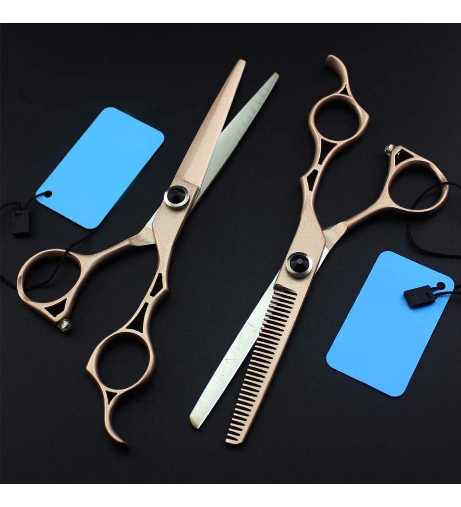 Salon Texturizing Scissors Bang Hair Scissor Professional Barber Hairdressing Scissors Kits Stainless Steel Hair Cutting Shears Set Home Shear Kit for Men Women Pet toothcut6inch (A 6inchset) - Buy Online on GoSupps.com
