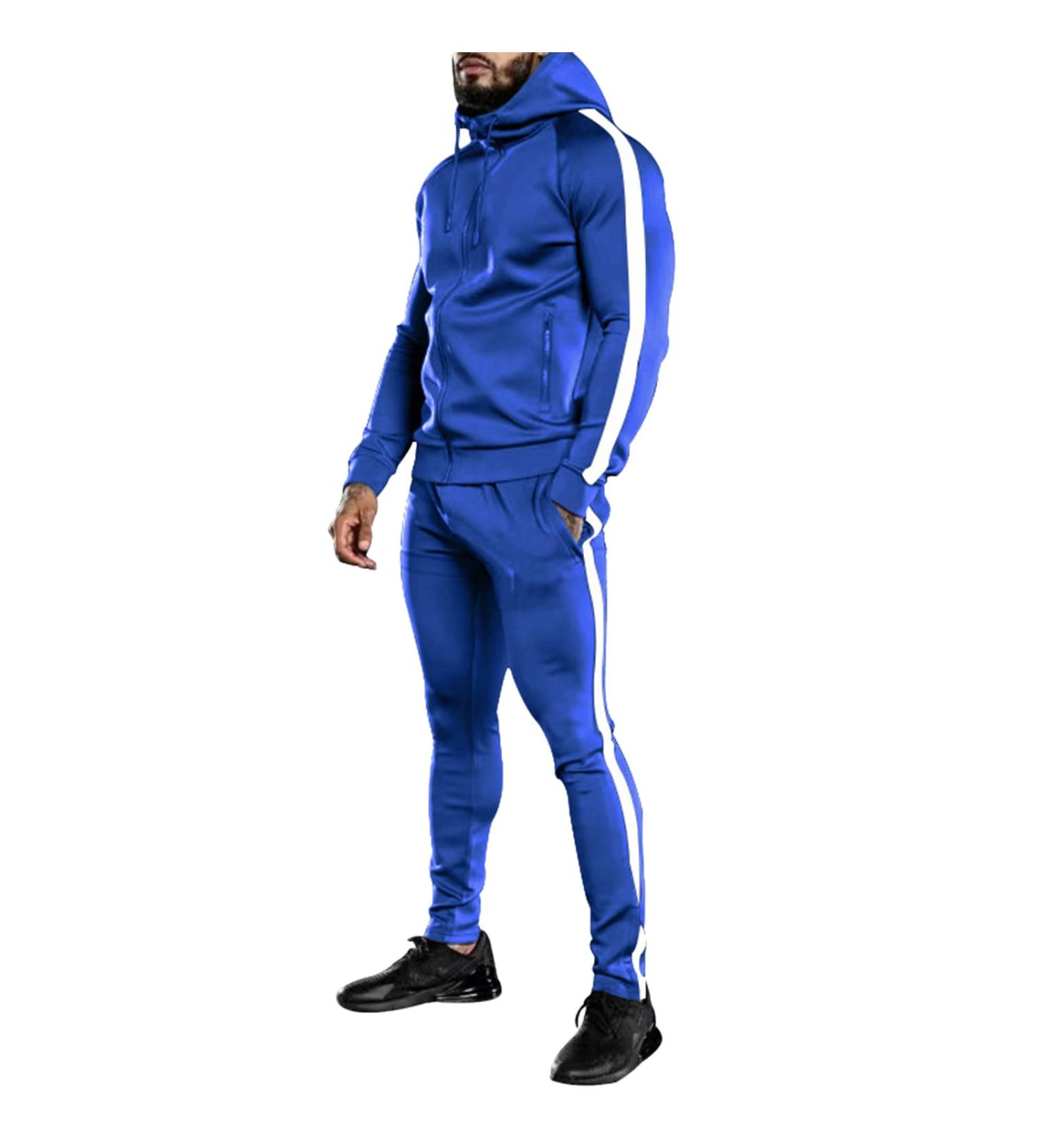 Buy Hanxiulin Men's Training Suit - Blue Polyester Jogging Set XXL | Comfortable Sweatshirt & Pants for Sports - Buy Online on GoSupps.com