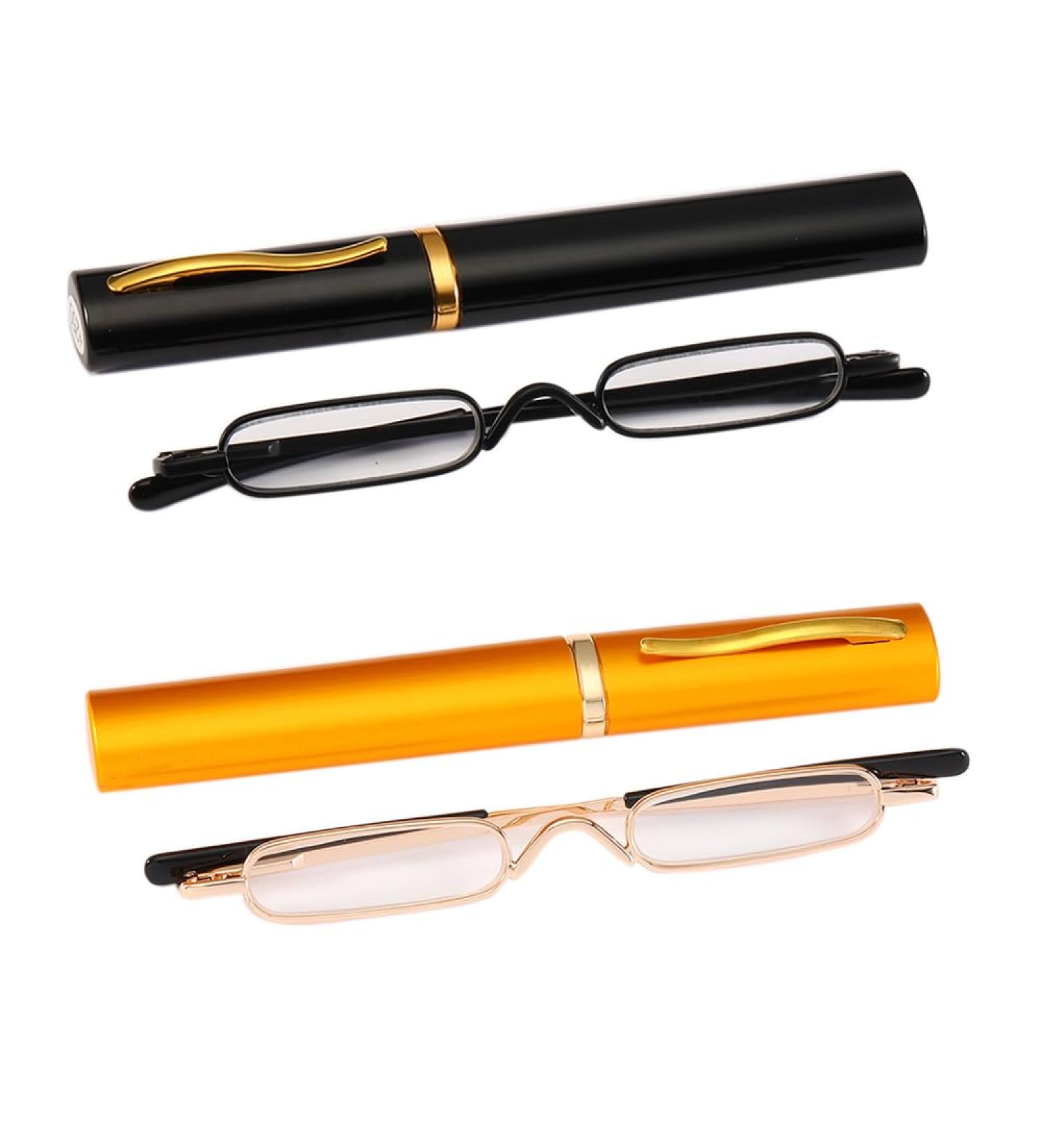 KoKoBin 2-Piece Mini Narrow Reading Glasses - Spring Hinge Metal Visual Aid +2.0 with Case - Unisex Reading Glasses for International Shipping - Buy Online on GoSupps.com
