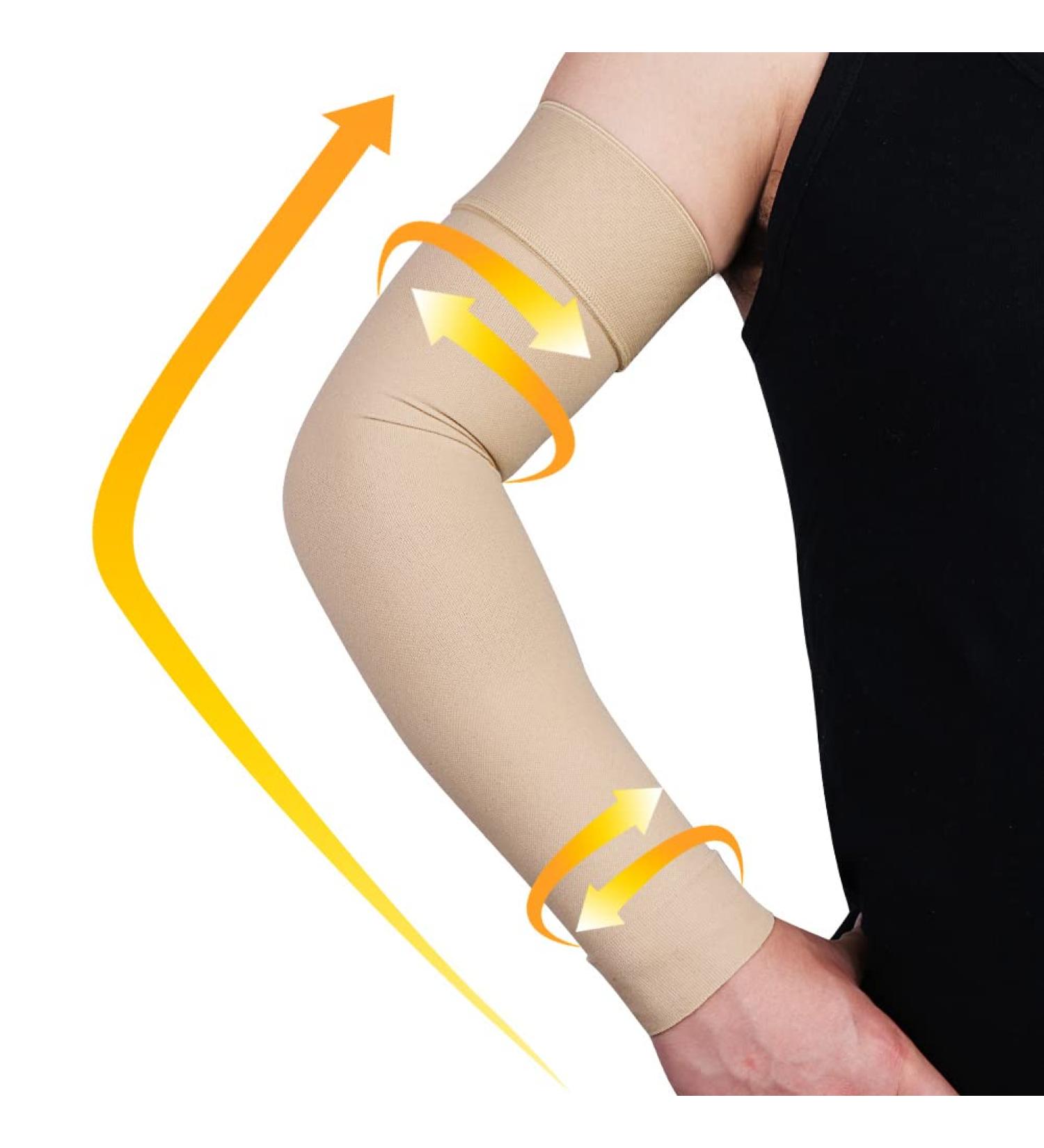 CASMON Lymphedema Compression Arm Sleeve 20-30 mmHg - Full Arm Support for Men and Women - X-Large Beige - Medical Grade Brace for Tendonitis, Pain Relief, and Sports Protection - Buy Online on GoSupps.com