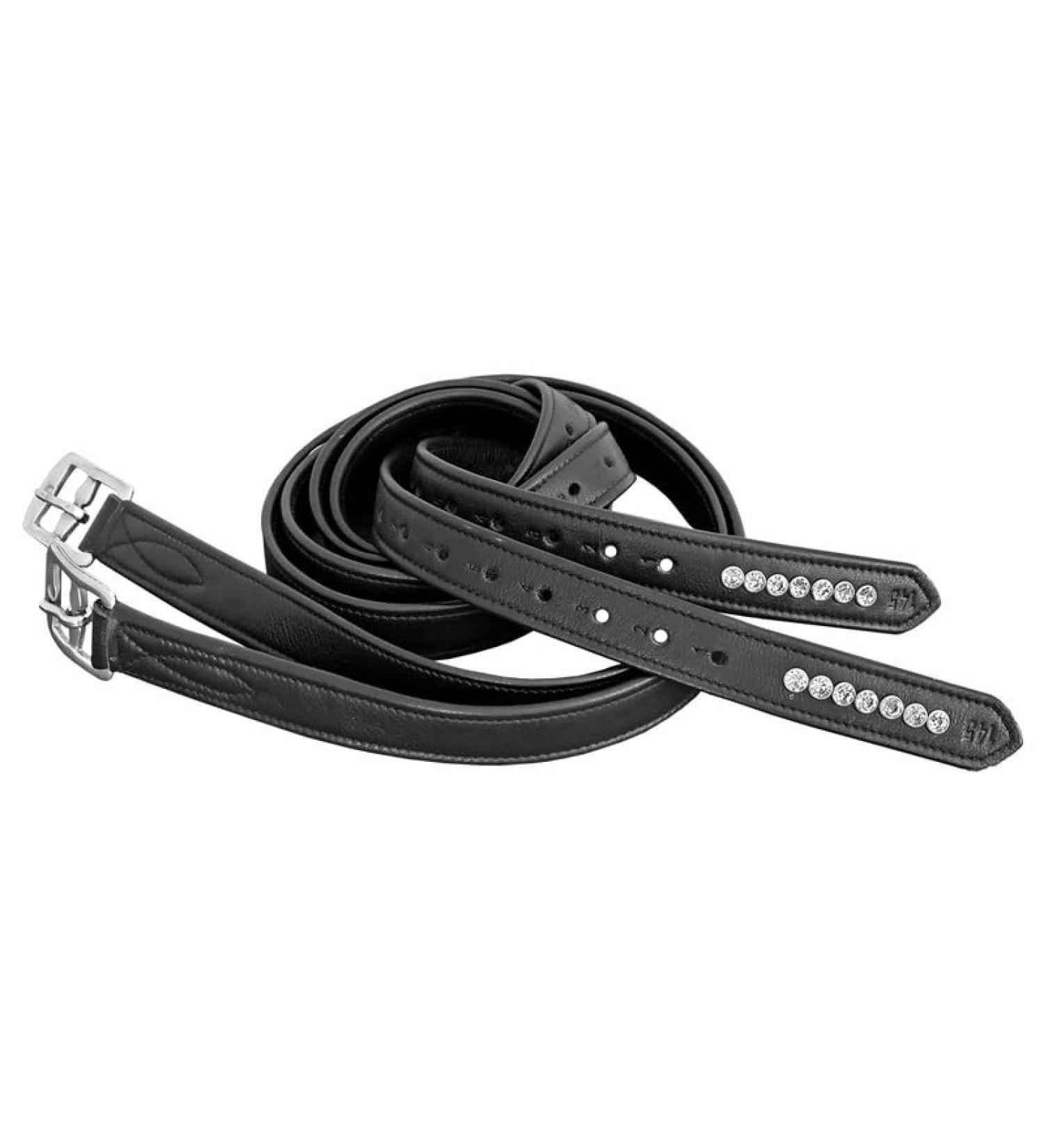 EURORIDING Glitter Stirrup Leathers black 140