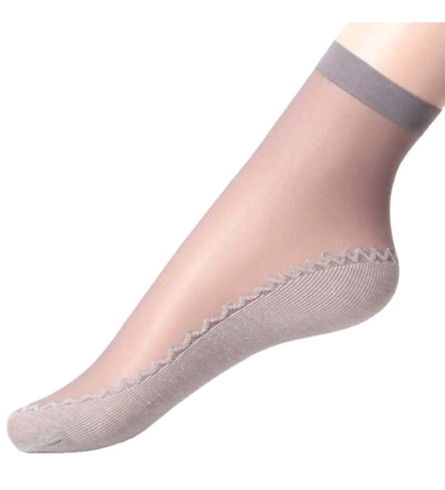 10x Ladies Nylon Elastic Short Ankle Sheer Stockings - Grey | Silk Short Socks - Buy Online on GoSupps.com