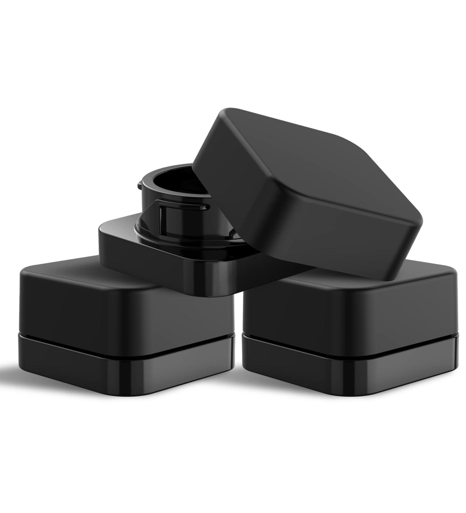 200 Pack 5ml Thick Black Glass Square Containers with Child Resistant Lids - Concentrate Jars for Oil, Lip Balm, Wax, Cosmetics | Black Glass with Black Lid - Buy Online on GoSupps.com