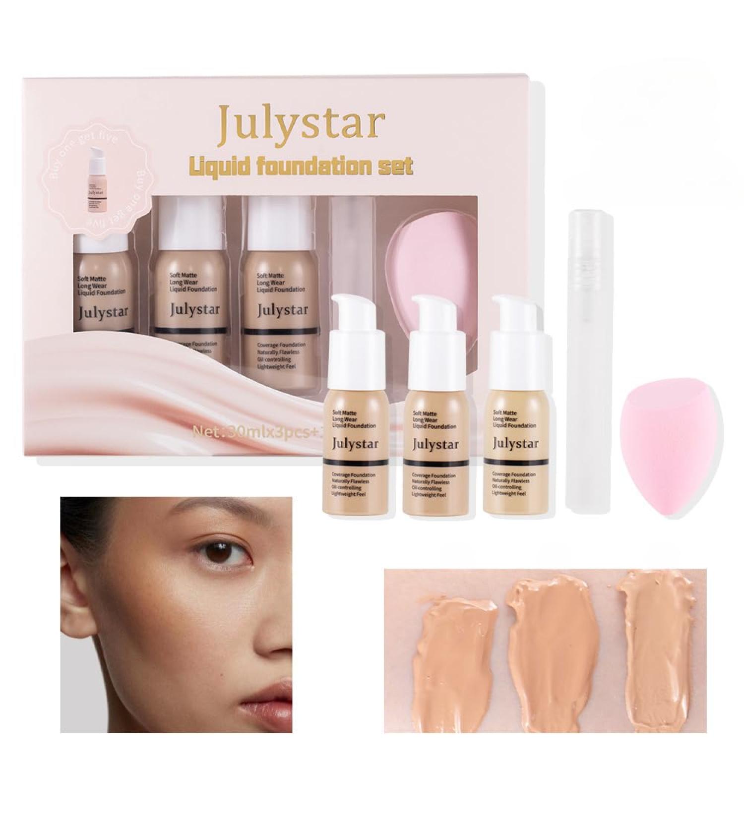INTEROOKIE Concealer Lasting Setting Without Taking Off Makeup Foundation Facial Natural Moisturizing Moisturizing Foundation Set (B) - Buy Online on GoSupps.com