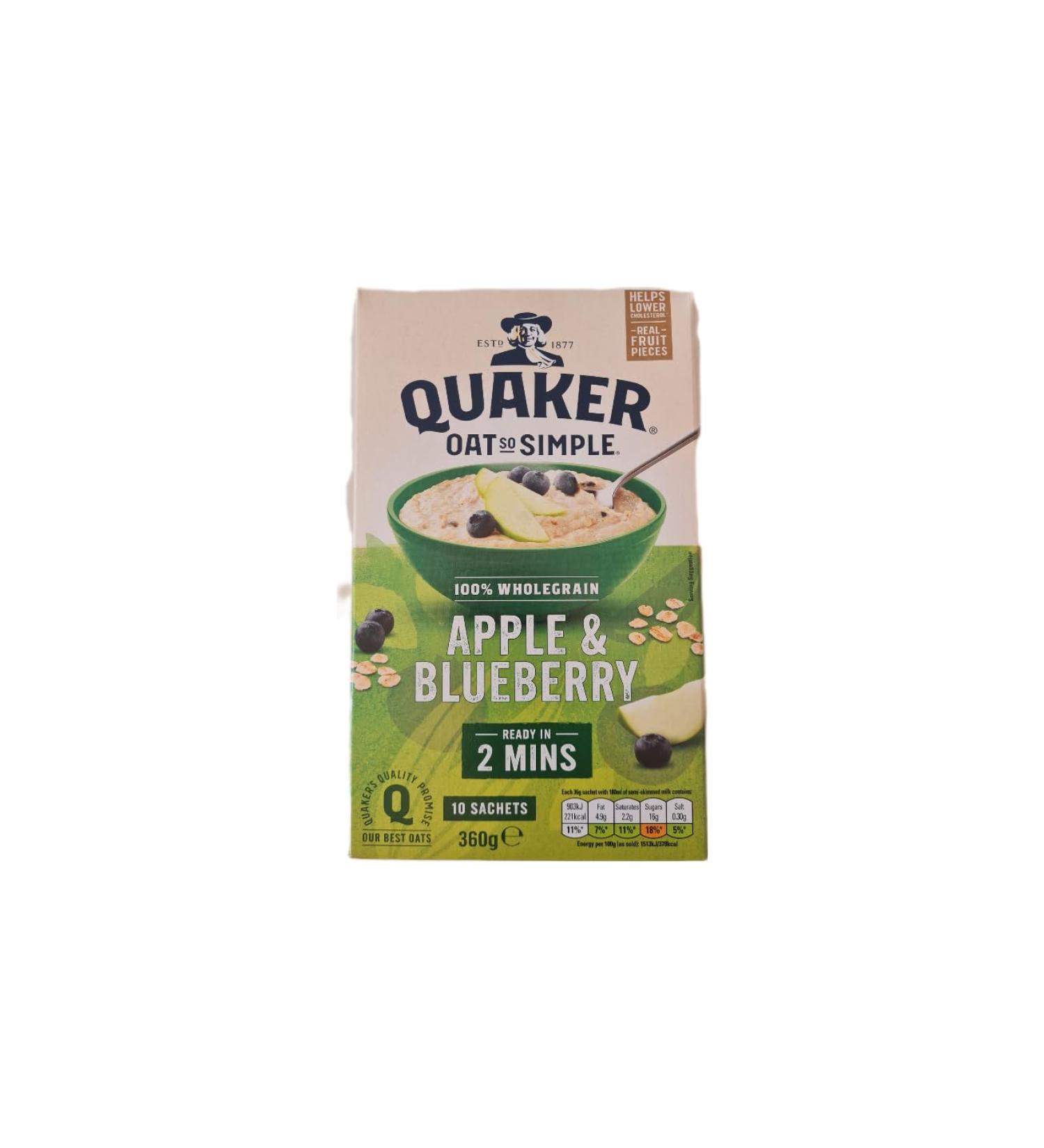  Quaker Quaker Oat So Simple Apple & Blueberry 10 x 36g - Buy Online on GoSupps.com