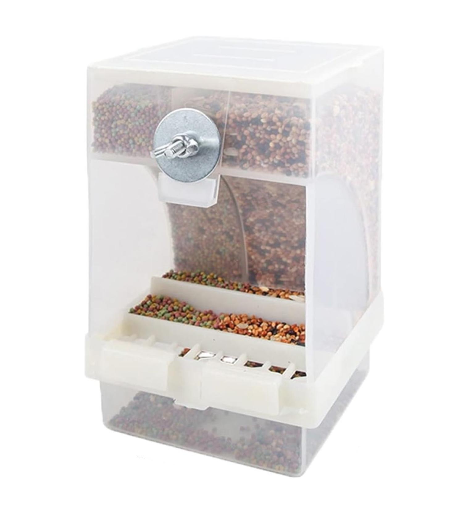 Komunj Transparent Food Dispenser for Budgies Canaries Nymphensitties & Finches Durable Seed Container - Buy Online on GoSupps.com