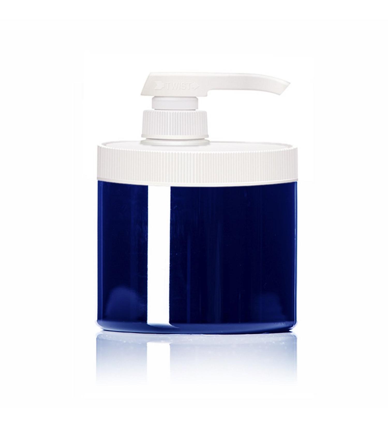 16oz Clear Empty Massage Oil/Lotion/Cream Pump Jar with Lock Twist Top - Blue