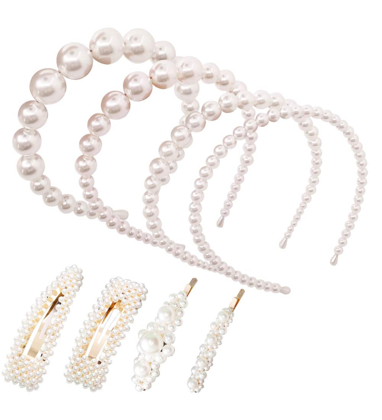 Yucool 4 Pearl Hair Ties | Elegant Pearl Hair Accessories for Weddings Parties & Gifts - 8 Pack - Buy Online on GoSupps.com