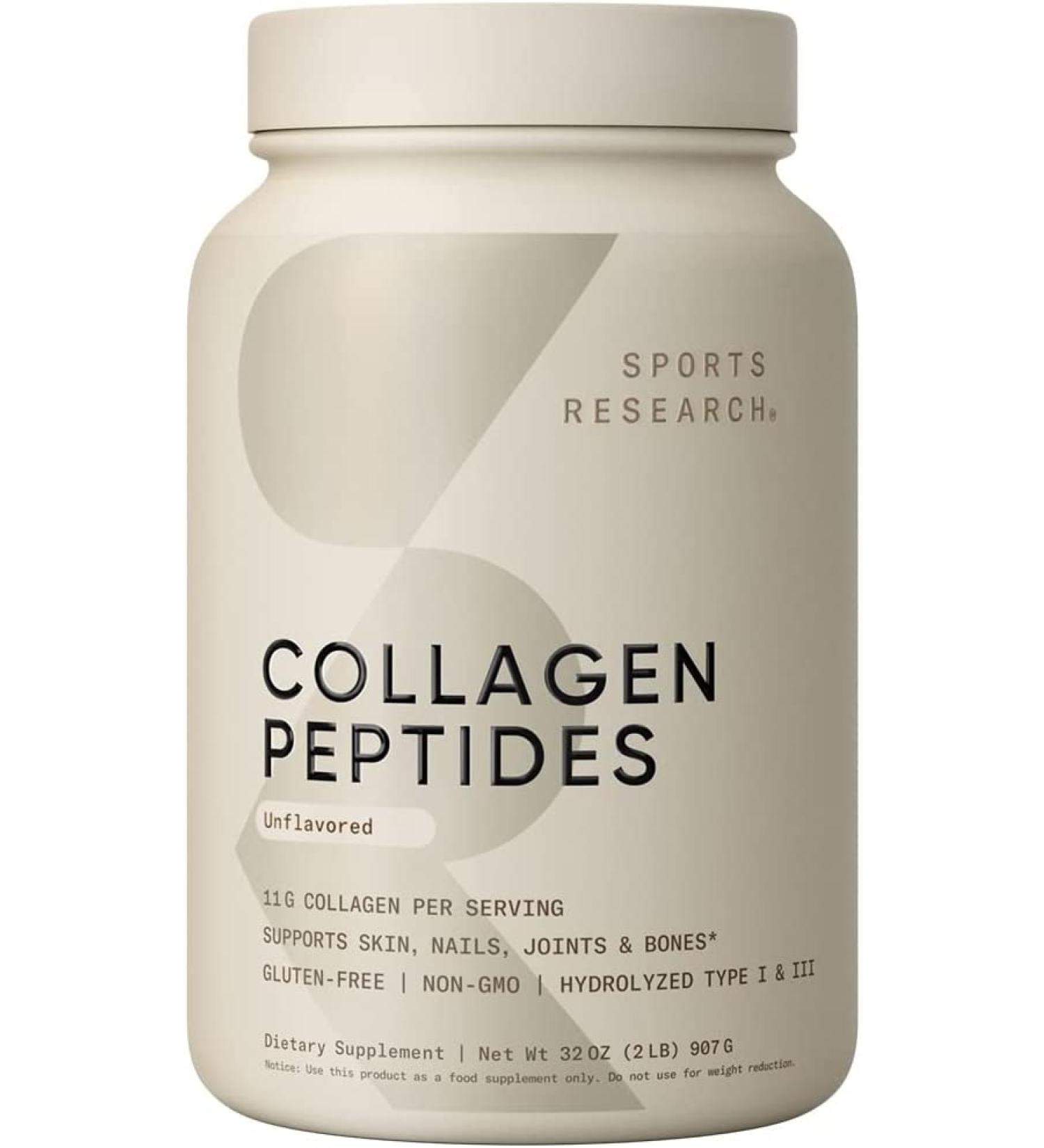 Sports Research Collagen Peptides Unflavored 2 lbs (32 oz) - Buy Online on GoSupps.com