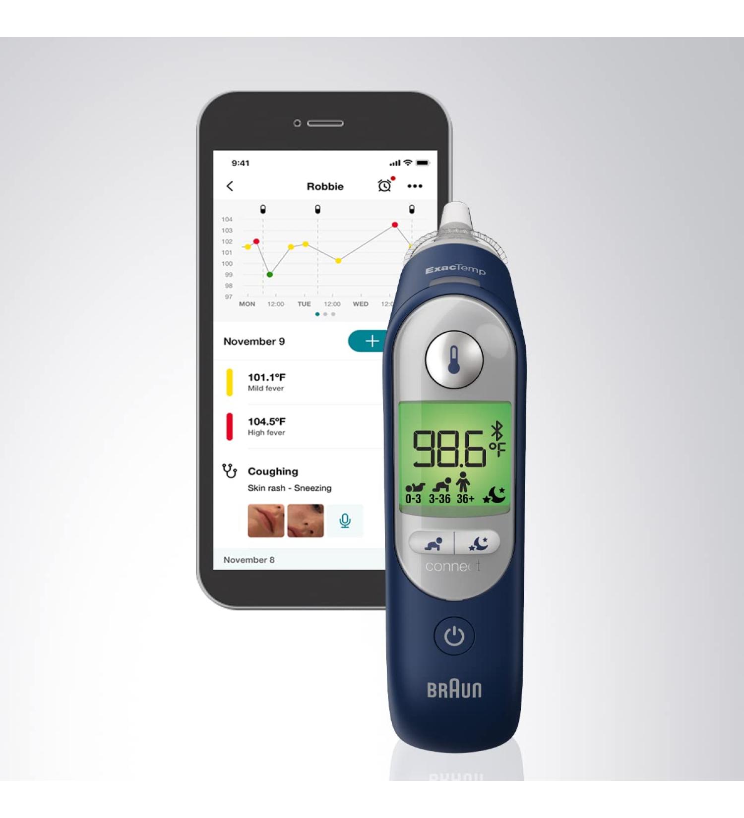 Braun ThermoScan 7+ Connect Digital Ear Thermometer - Fast & Accurate Results in 2 Seconds - Bluetooth Enabled for Kids, Babies, Toddlers & Adults - Buy Online on GoSupps.com