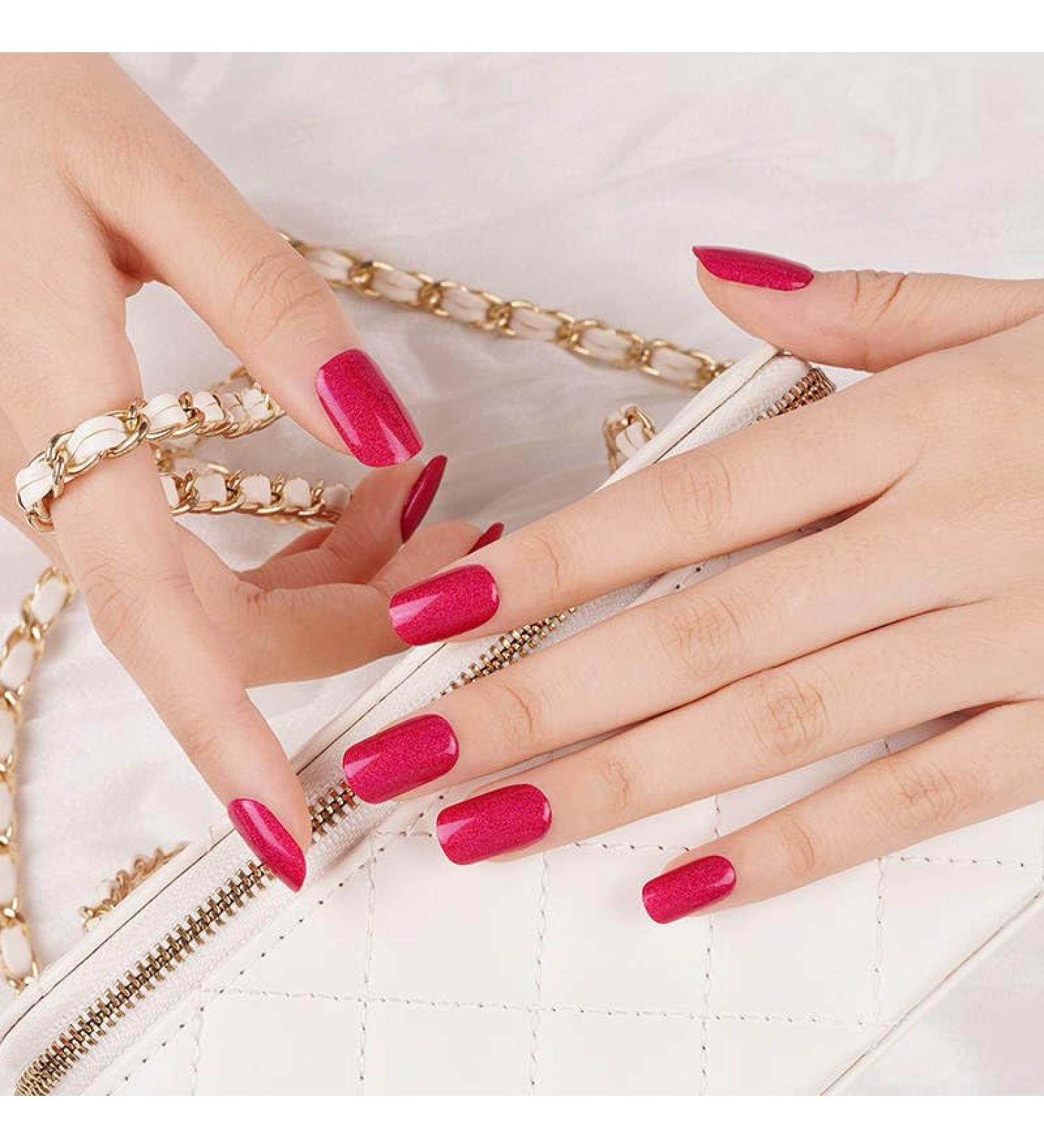 Zaubern gel4Home UV-Wraps | Fuchsia Glitter Gel Nail Wraps - Semi-Cured Easy Application for Stunning Nails Worldwide - Buy Online on GoSupps.com