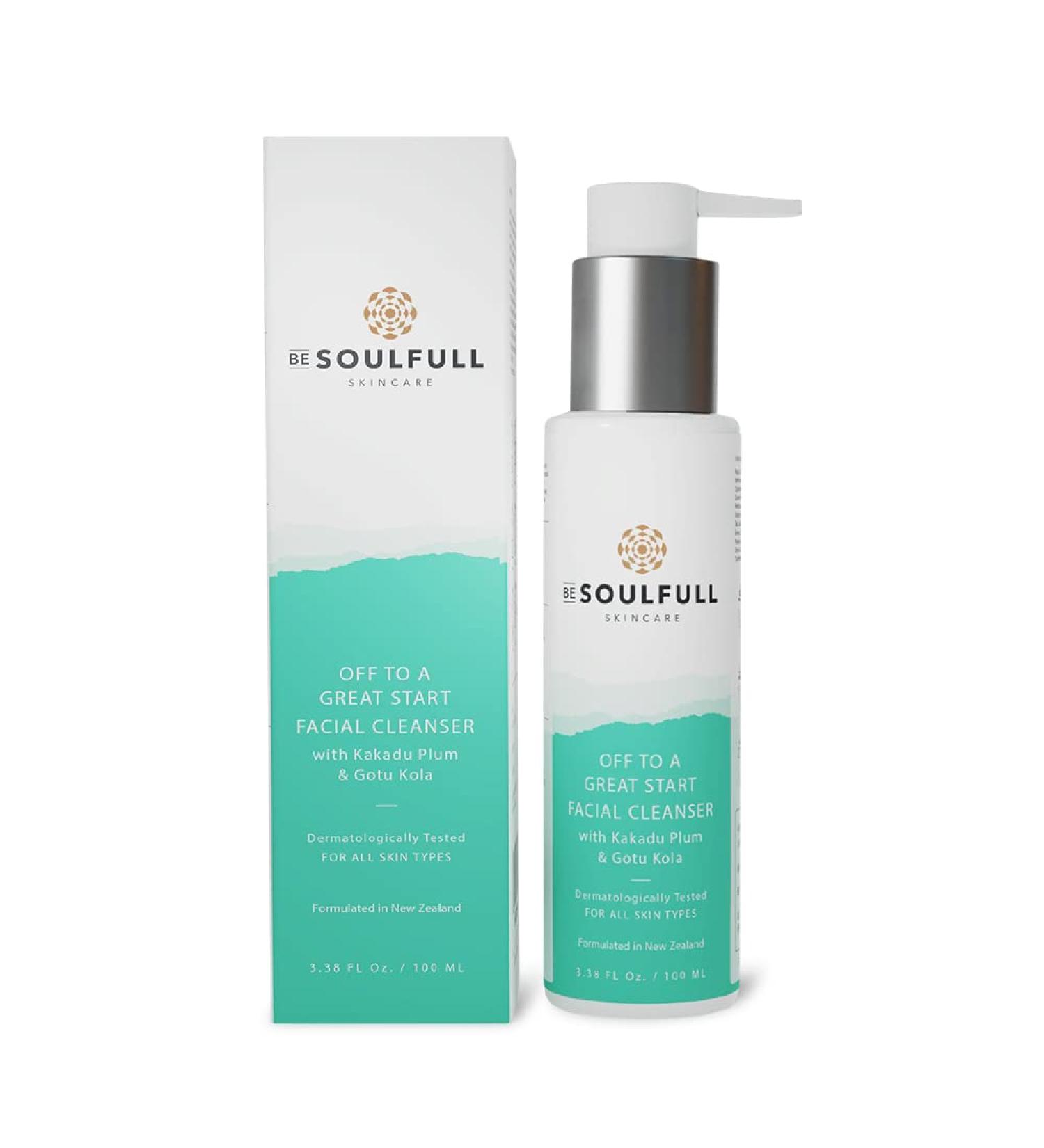 BE SOULFULL Facial Cleanser - Exfoliating Daily Face Wash for Glowing Skin 100ml / 3.4 Fl Oz - Hydrate & Improve Skin Texture - Buy Online on GoSupps.com