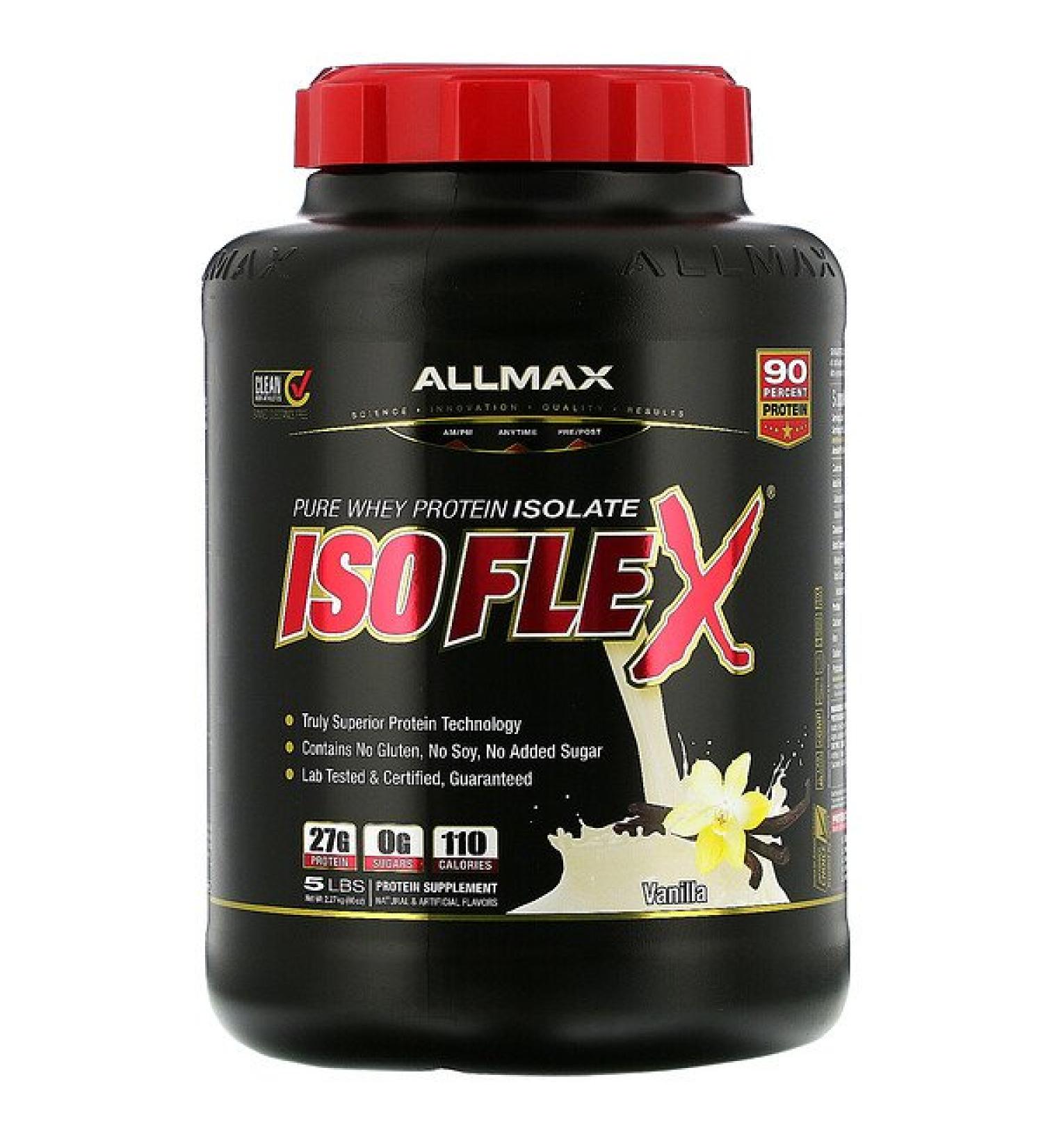 ALLMAX Nutrition Isoflex Pure Whey Protein Isolate (WPI Ion-Charged Particle Filtration) Vanilla 5 lbs (2.27 kg)