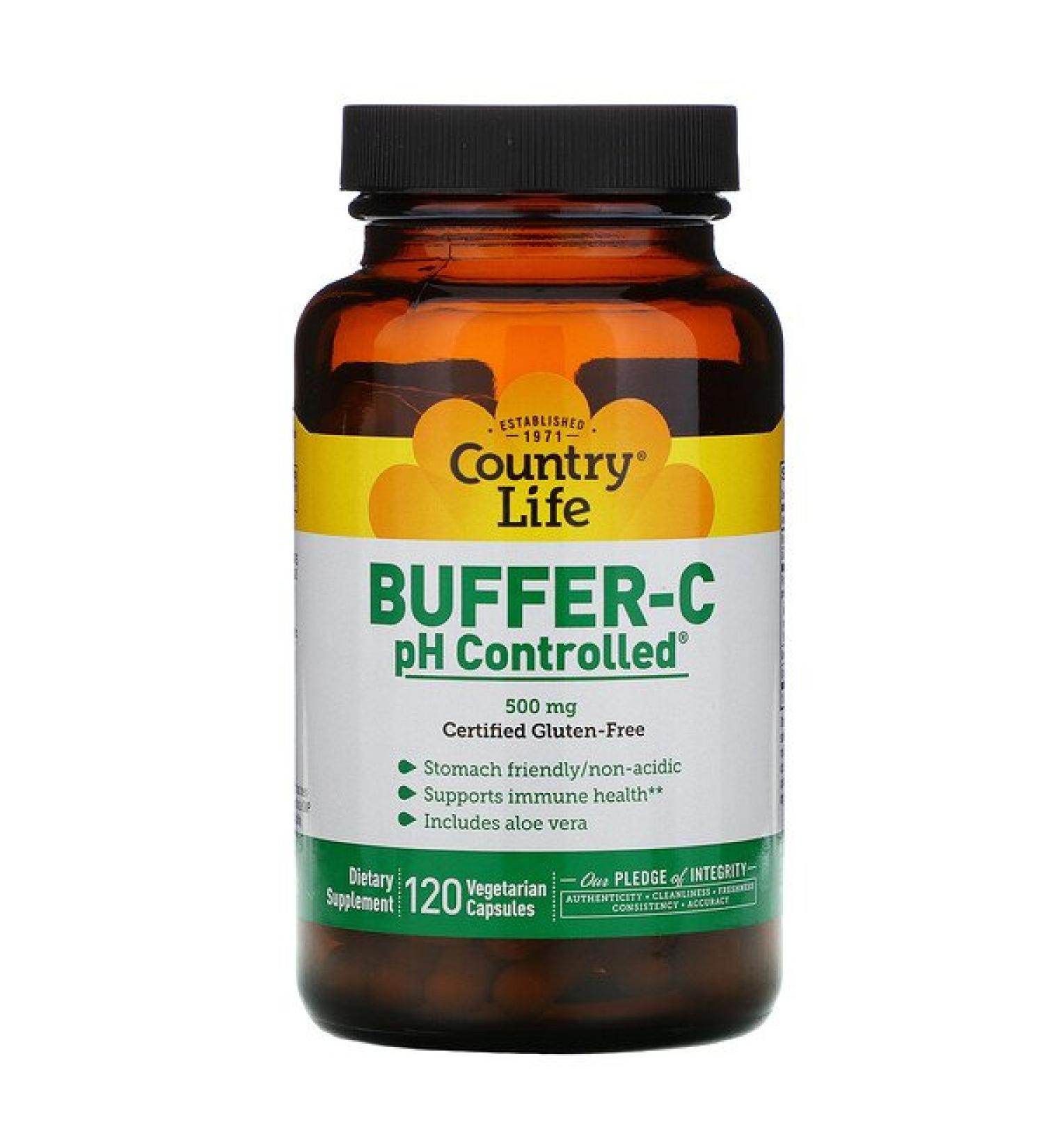 Country Life Buffer-C pH Controlled 500 mg 120 Vegetarian Capsules